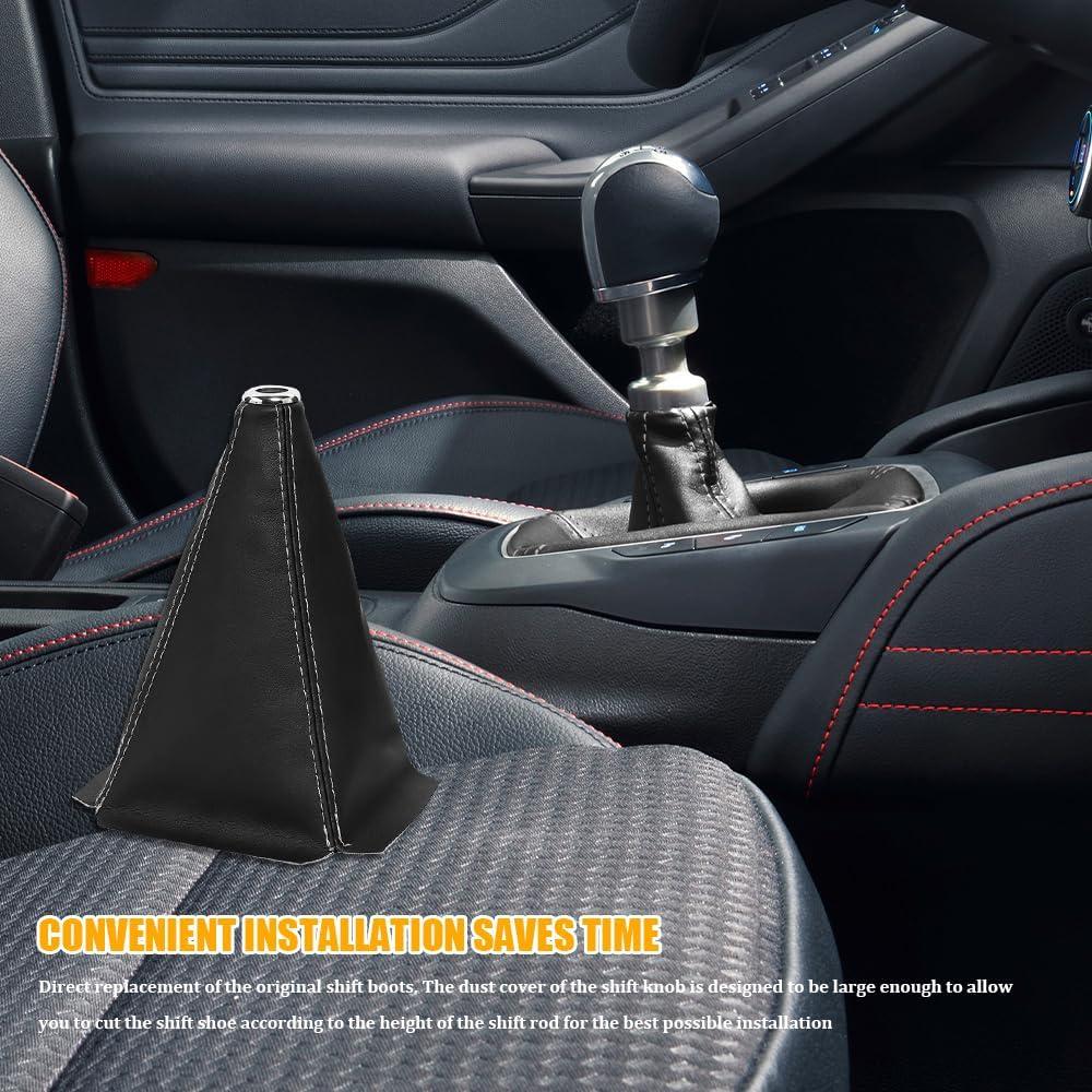 Cubierta de Polvo para Perilla de Cambio Tecledsn - Cuero Negro Blanco