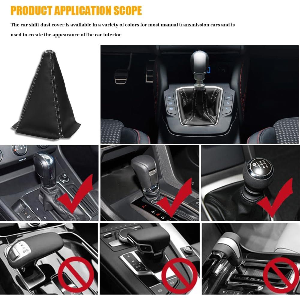 Cubierta de Polvo para Perilla de Cambio Tecledsn - Cuero Negro Blanco