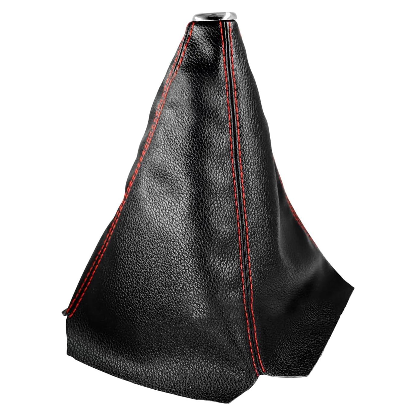 Cubierta de Polvo para Botón de Cambio de Marchas Sylvil - Cuero PU Negro y Rojo