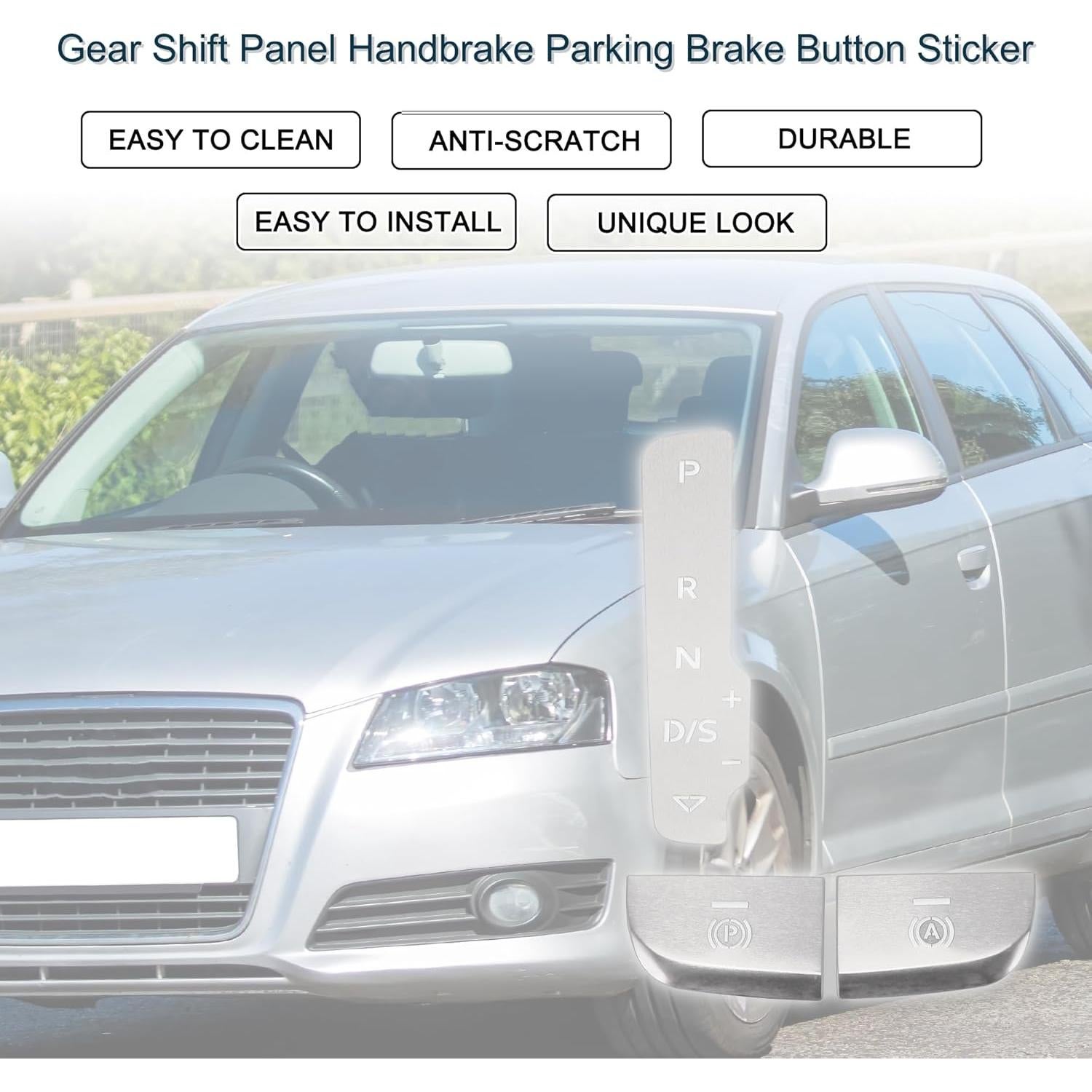 Etiqueta Botón Freno Mano Audi A3 S3 2014-2020 Aluminio Plateado