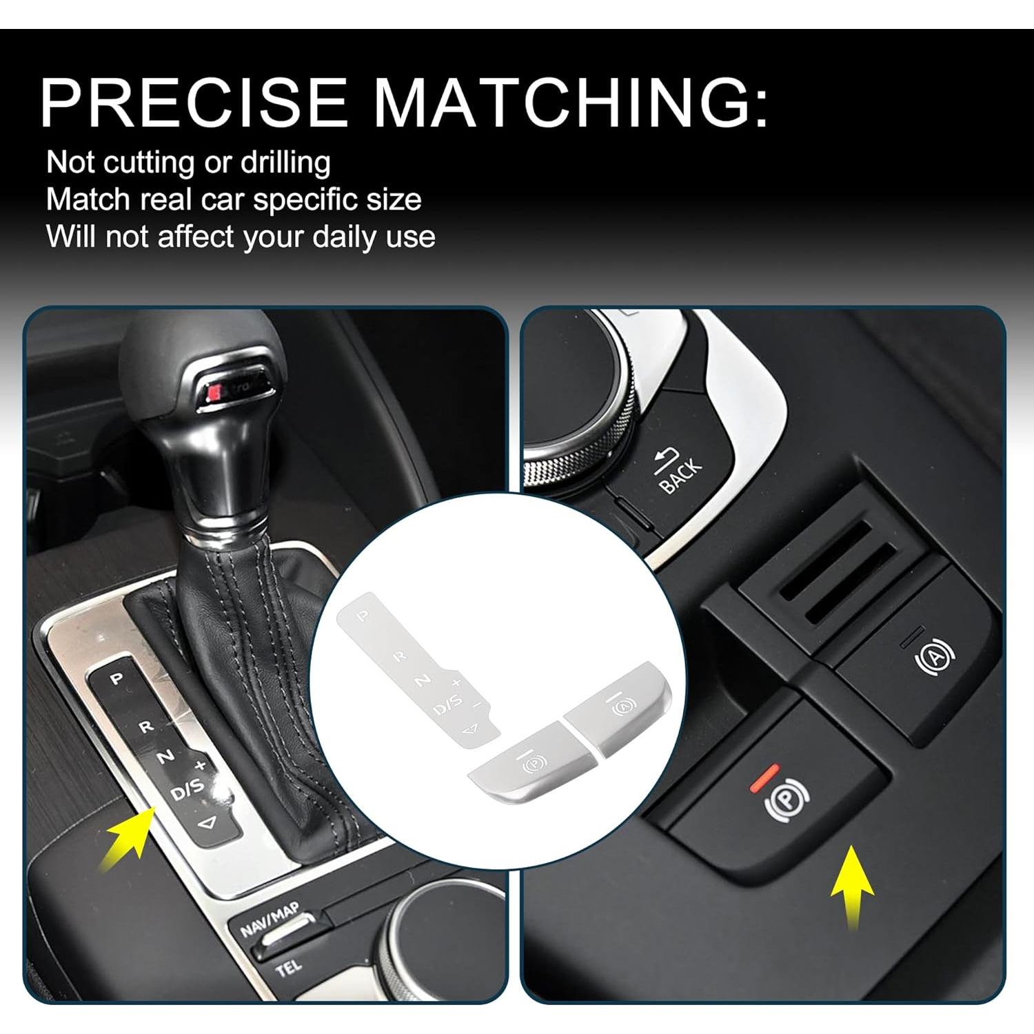 Etiqueta Botón Freno Mano Audi A3 S3 2014-2020 Aluminio Plateado