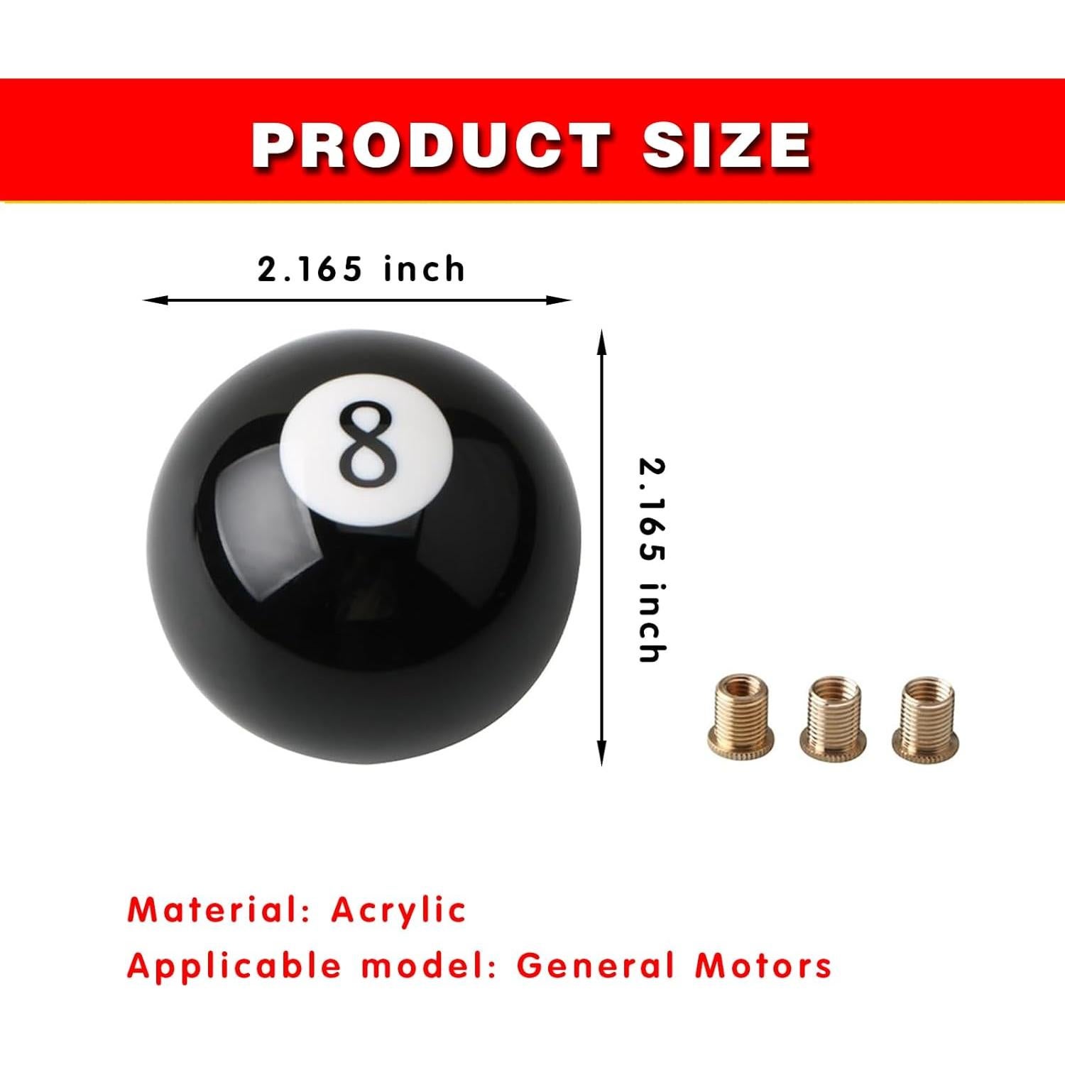 Perilla de Cambio Manual ijuicy Bola Negra 8 con Adaptadores