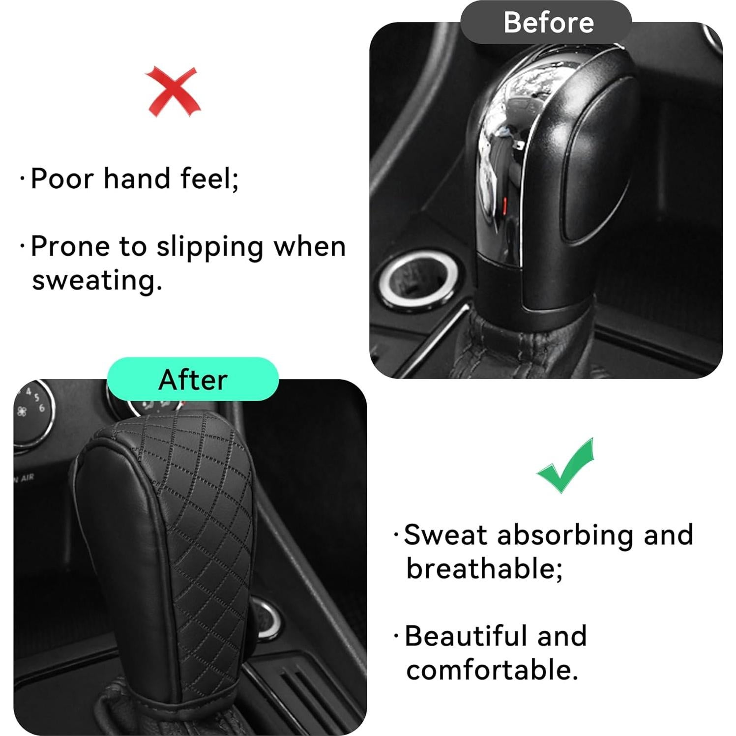 Cubierta de Palanca de Cambios de Coche Lonuxi - Cuero Negro