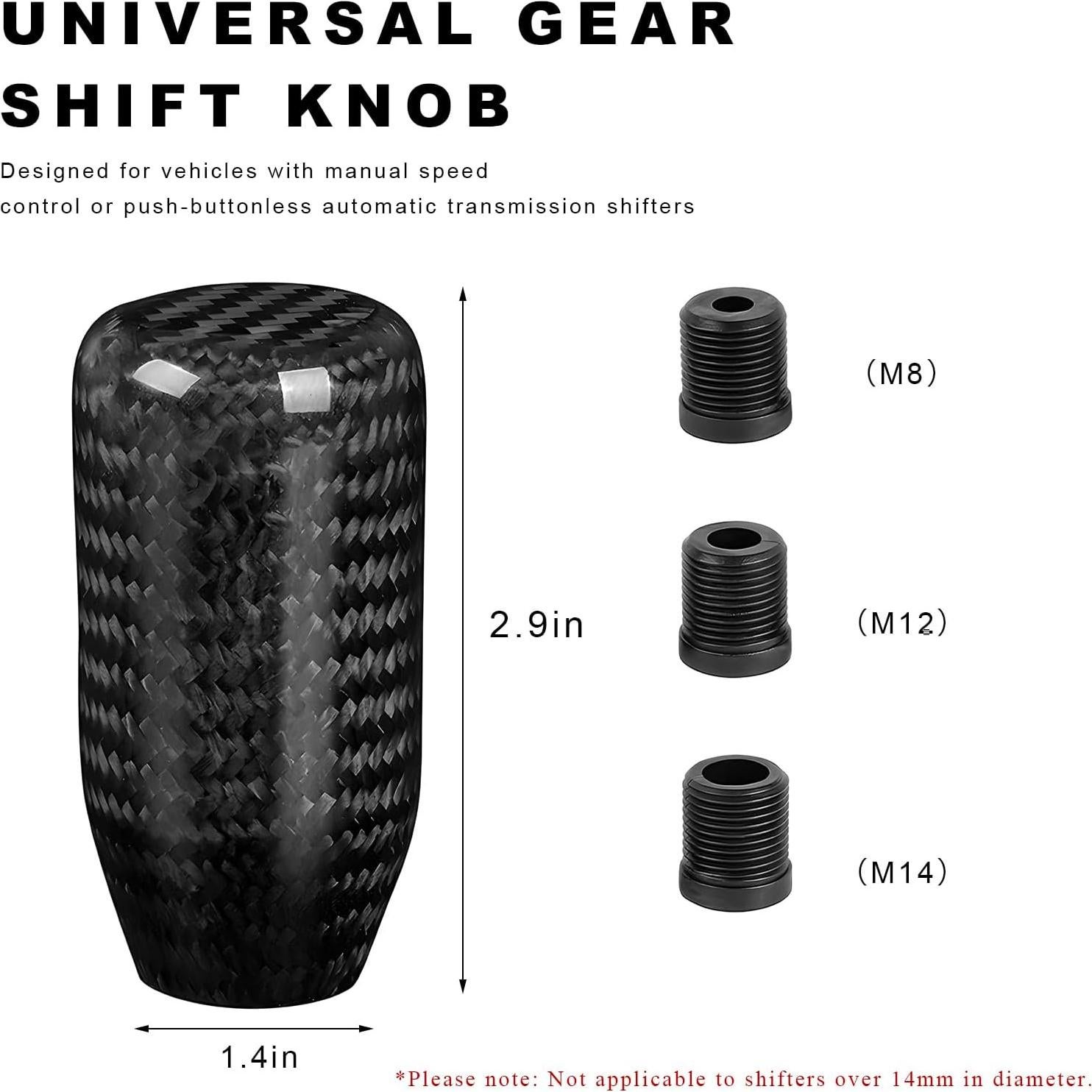 Perilla de Cambio ZNDAW Fibra de Carbono Universal con Adaptadores