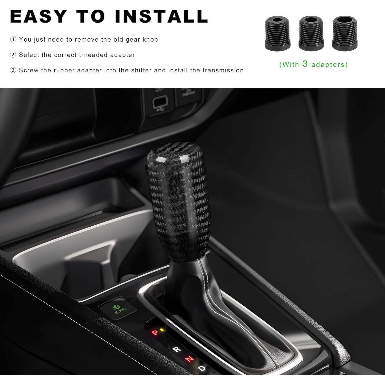 Perilla de Cambio ZNDAW Fibra de Carbono Universal con Adaptadores