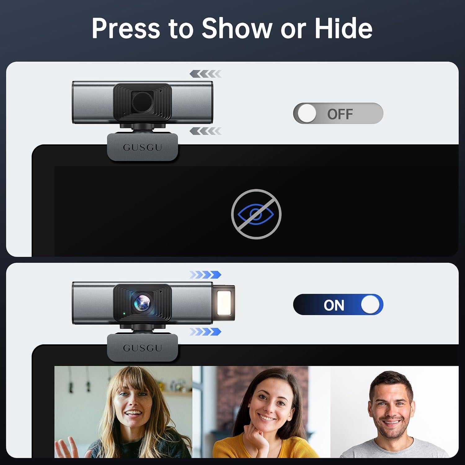 Cámara Web GUSGU G940 2K Quad HD con Micrófono y Privacidad