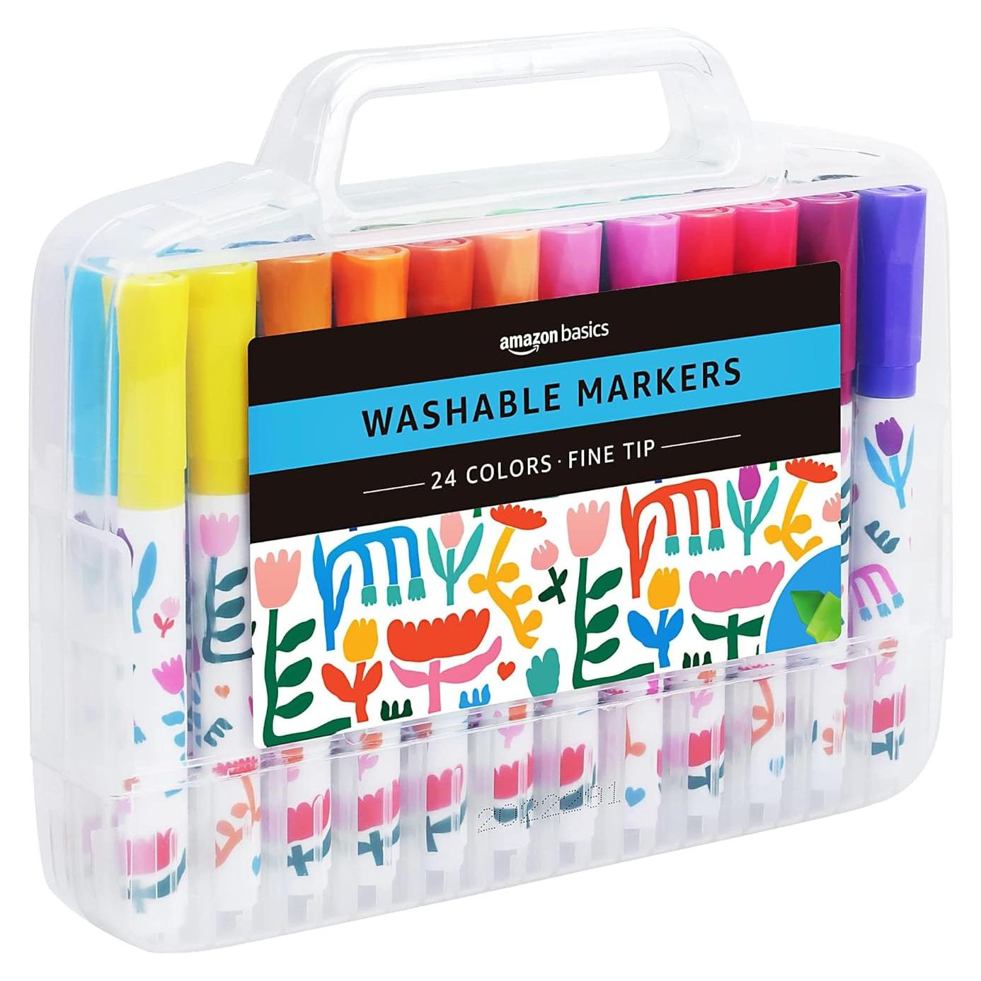 Marcadores Lavables Amazon Basics Punta Fina 24 Colores