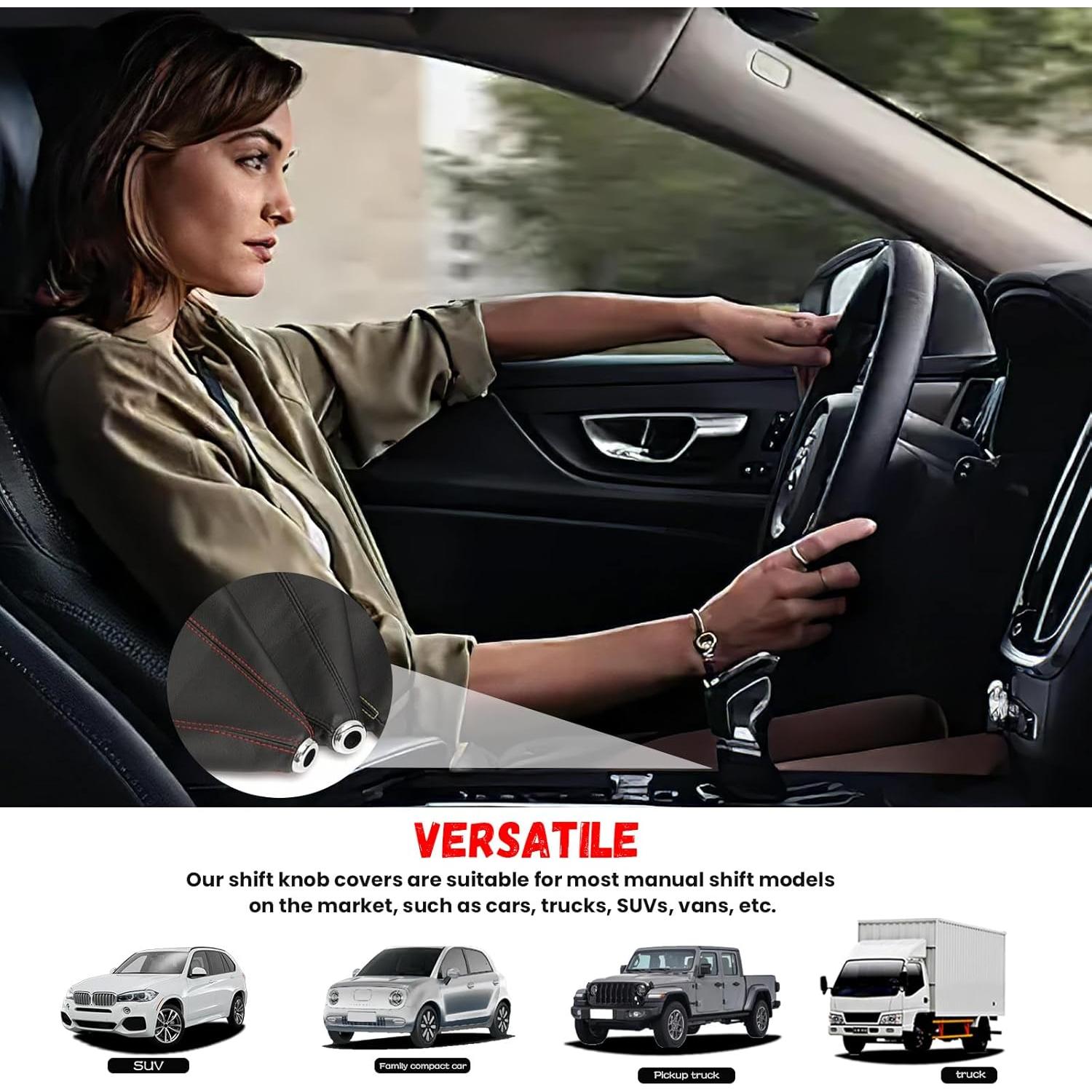 Cubierta de Cambio de Marchas Hbxdeco de Cuero PU Negra