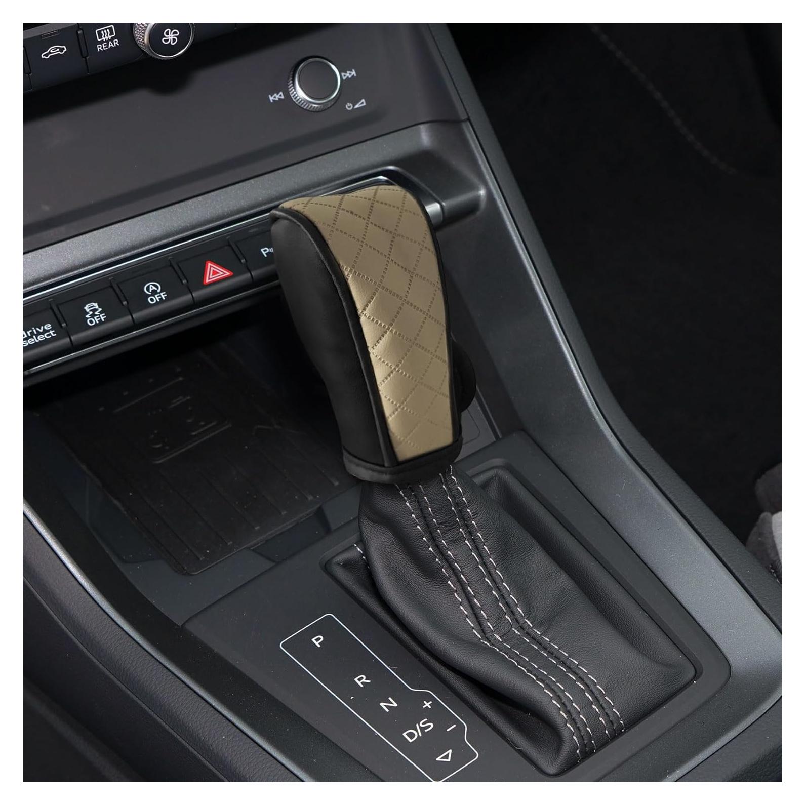 Cubierta de palanca de cambios de cuero PU QZTYTY - Negro/Beige