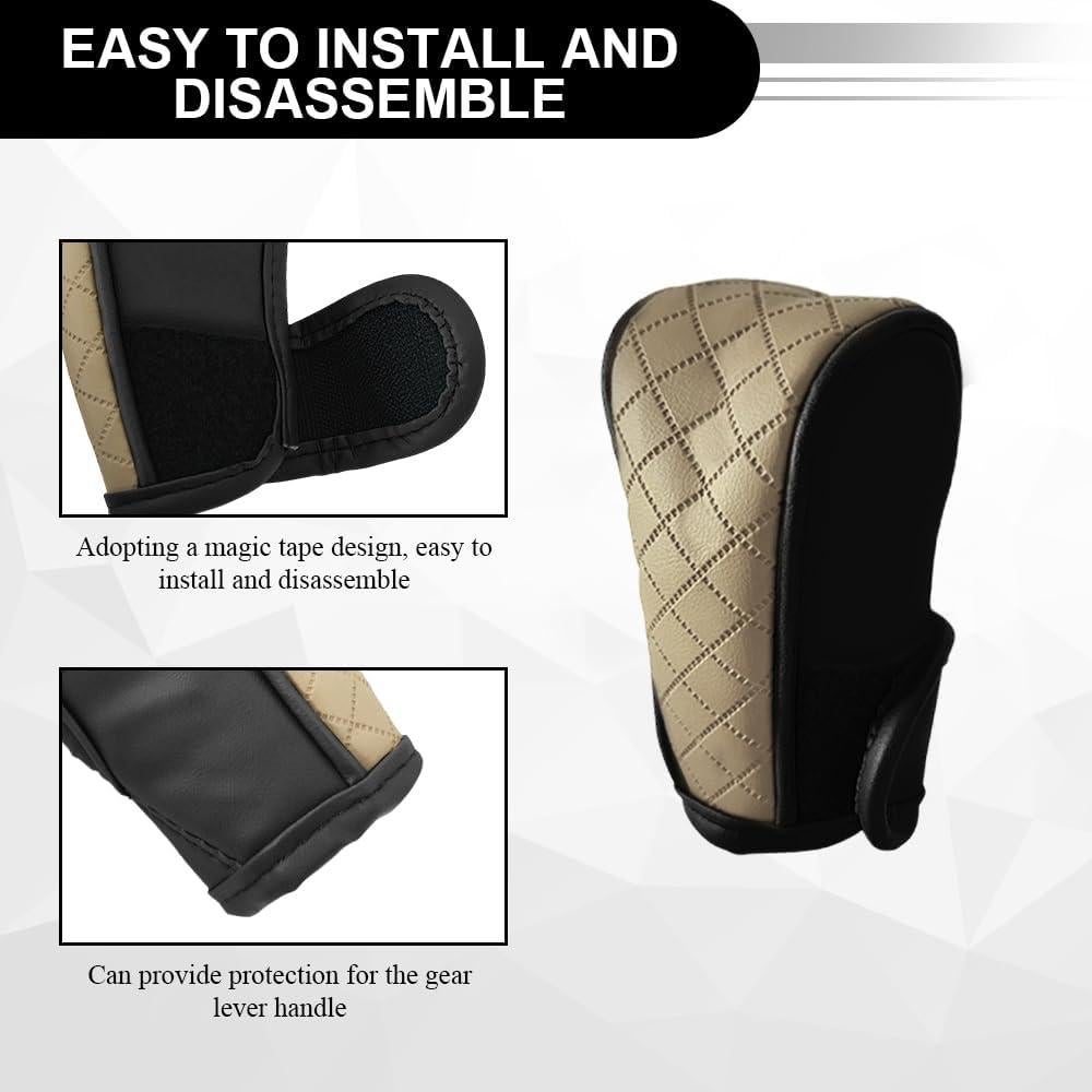 Cubierta de palanca de cambios de cuero PU QZTYTY - Negro/Beige