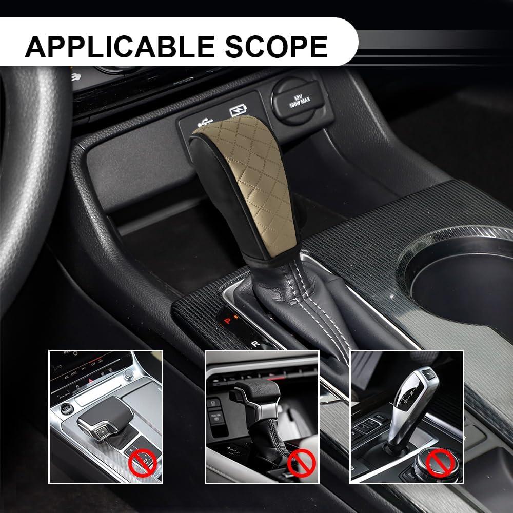 Cubierta de palanca de cambios de cuero PU QZTYTY - Negro/Beige