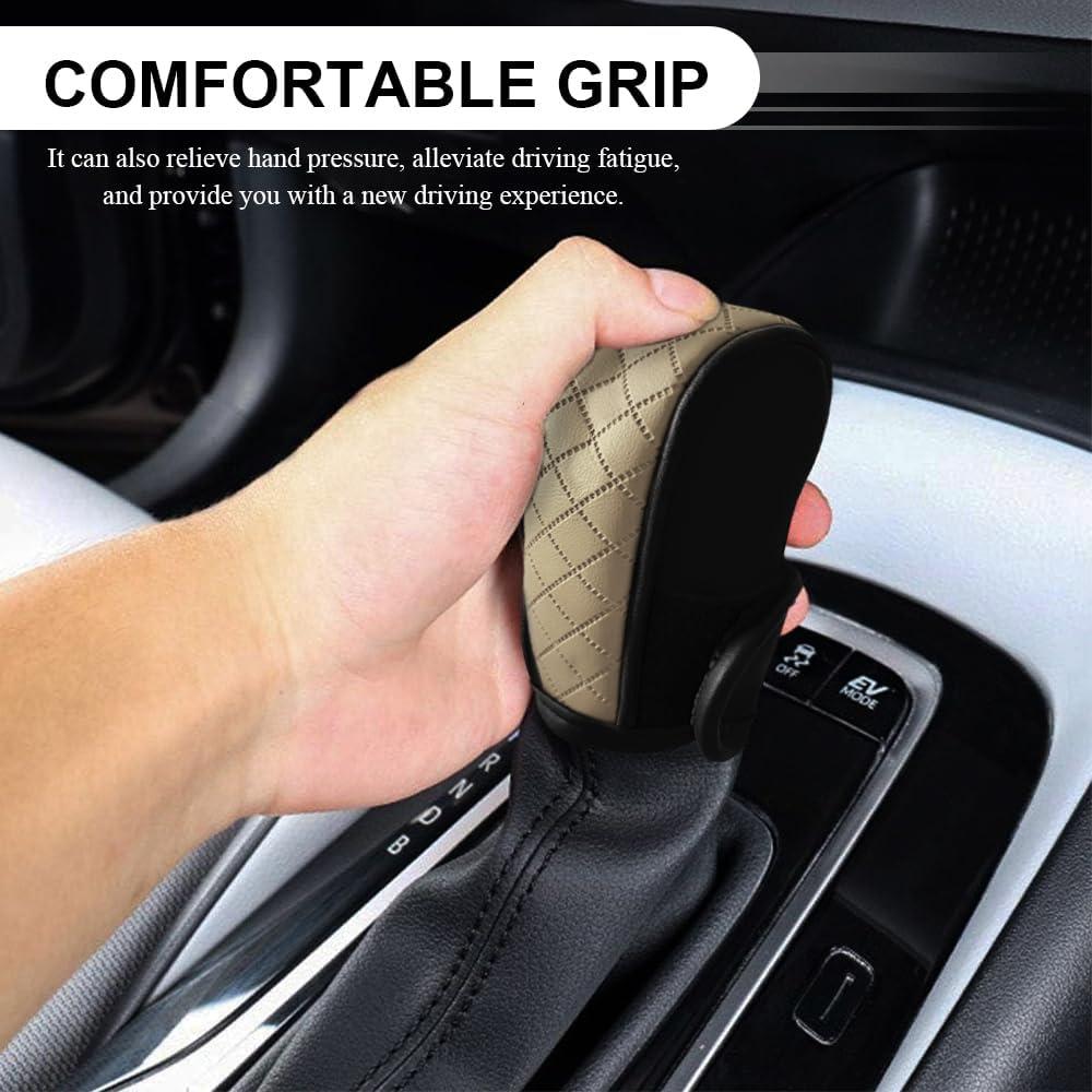 Cubierta de palanca de cambios de cuero PU QZTYTY - Negro/Beige