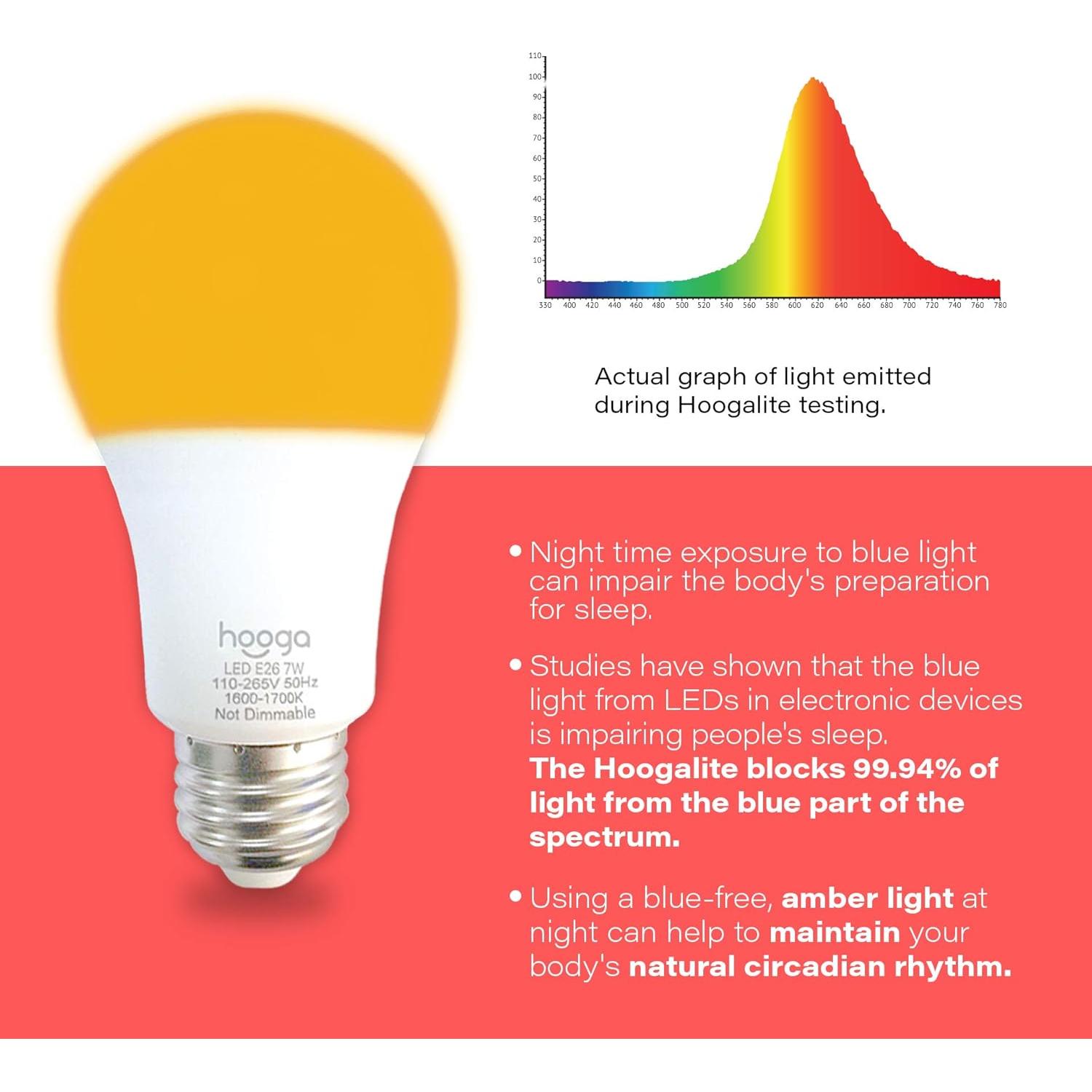 Bombilla LED Hooga Sleep Ámbar E26 A19 7W 1600K 1 unidad