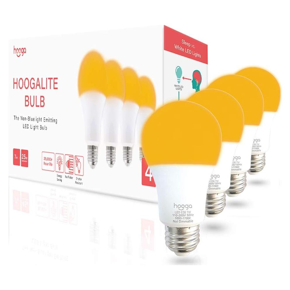 Bombilla LED Hooga 7W Ámbar 1600K Paquete de 4