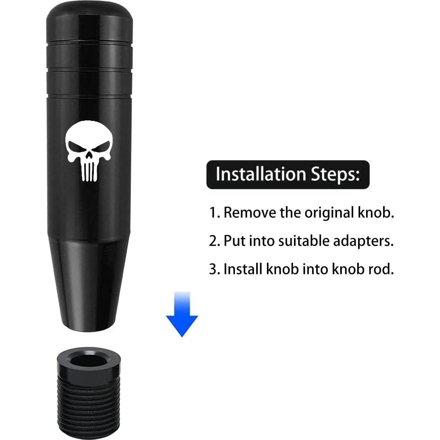 Perilla de Cambio GKmow Calavera Aluminio Negro 1 Pza