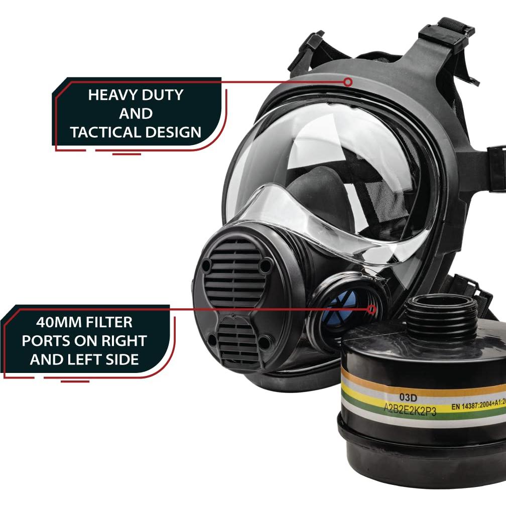 Respirador Táctico Parcil NB-100 Cara Completa Negro