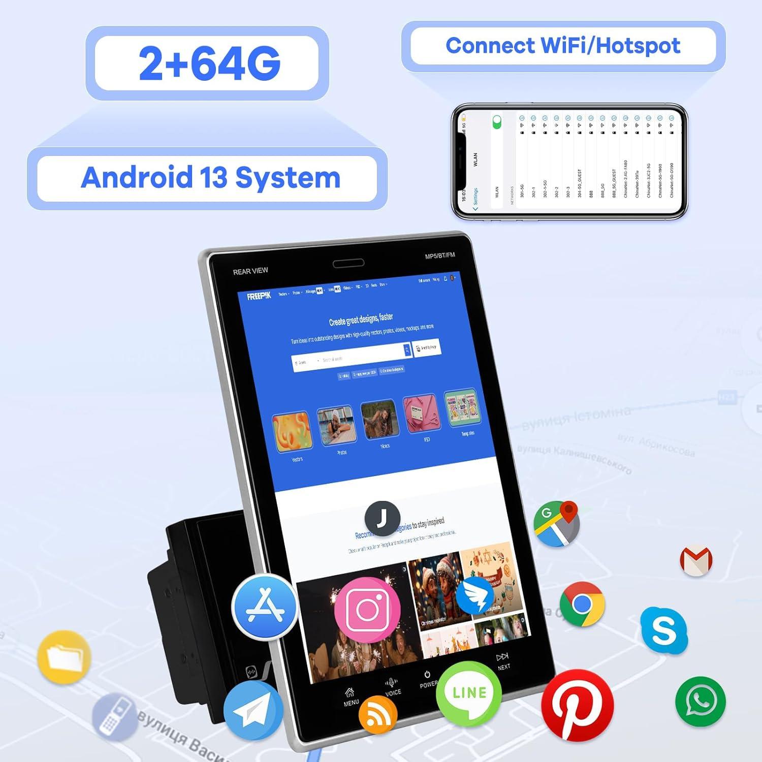 Estéreo de coche Android 9.7" EKAT 2GB 64GB GPS Bluetooth