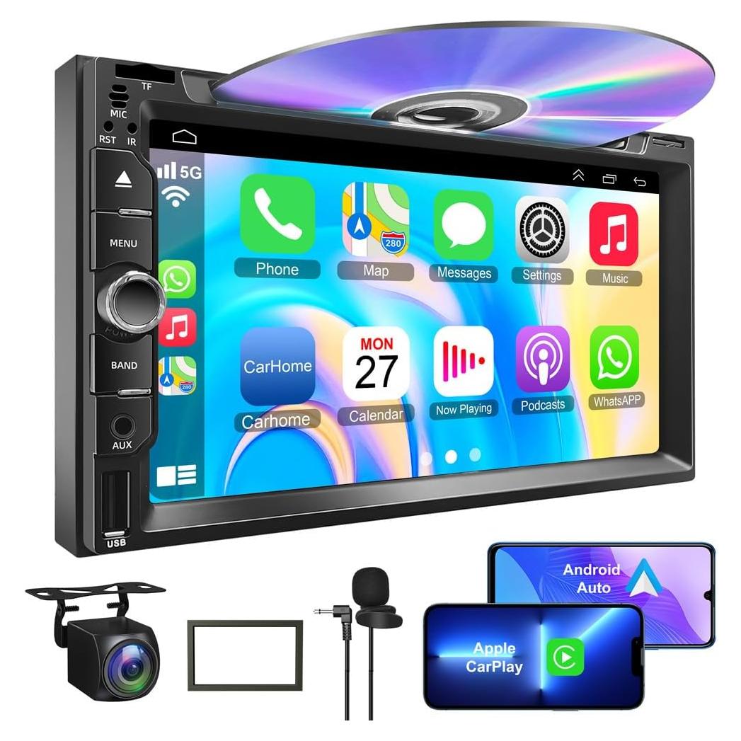 Estéreo Doble Din Adapter-Universe 7" con CarPlay y DVD