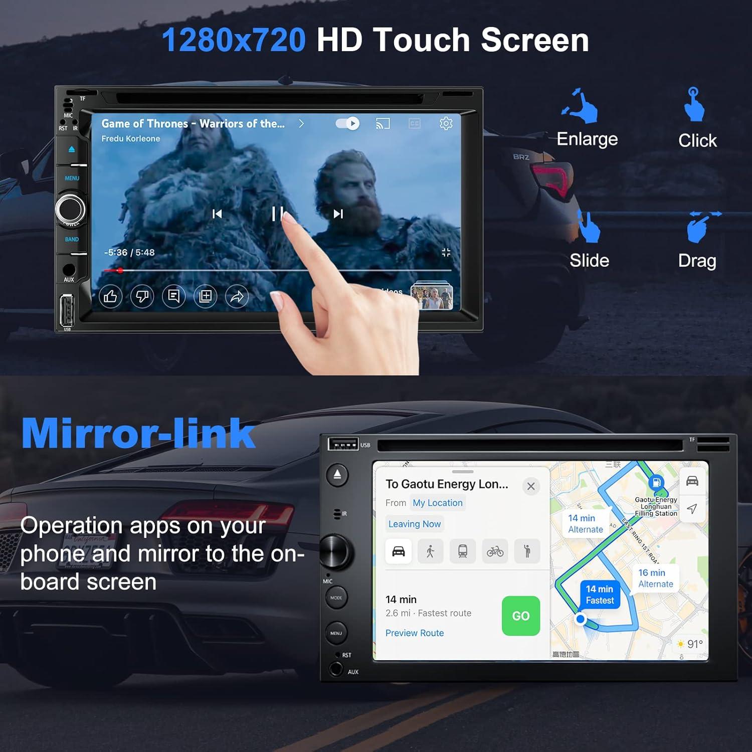 Estéreo Doble Din Adapter-Universe 7" con CarPlay y DVD