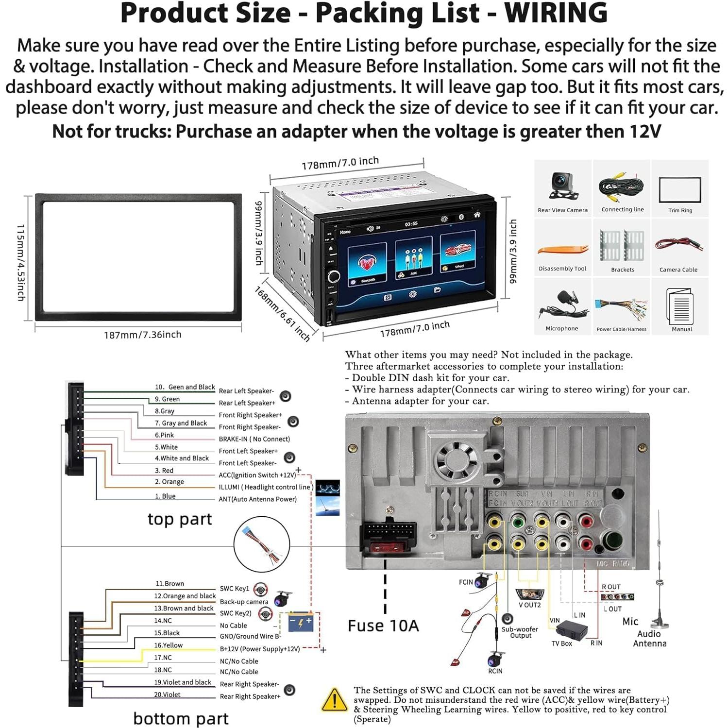 Estéreo Doble Din Adapter-Universe 7" con CarPlay y DVD