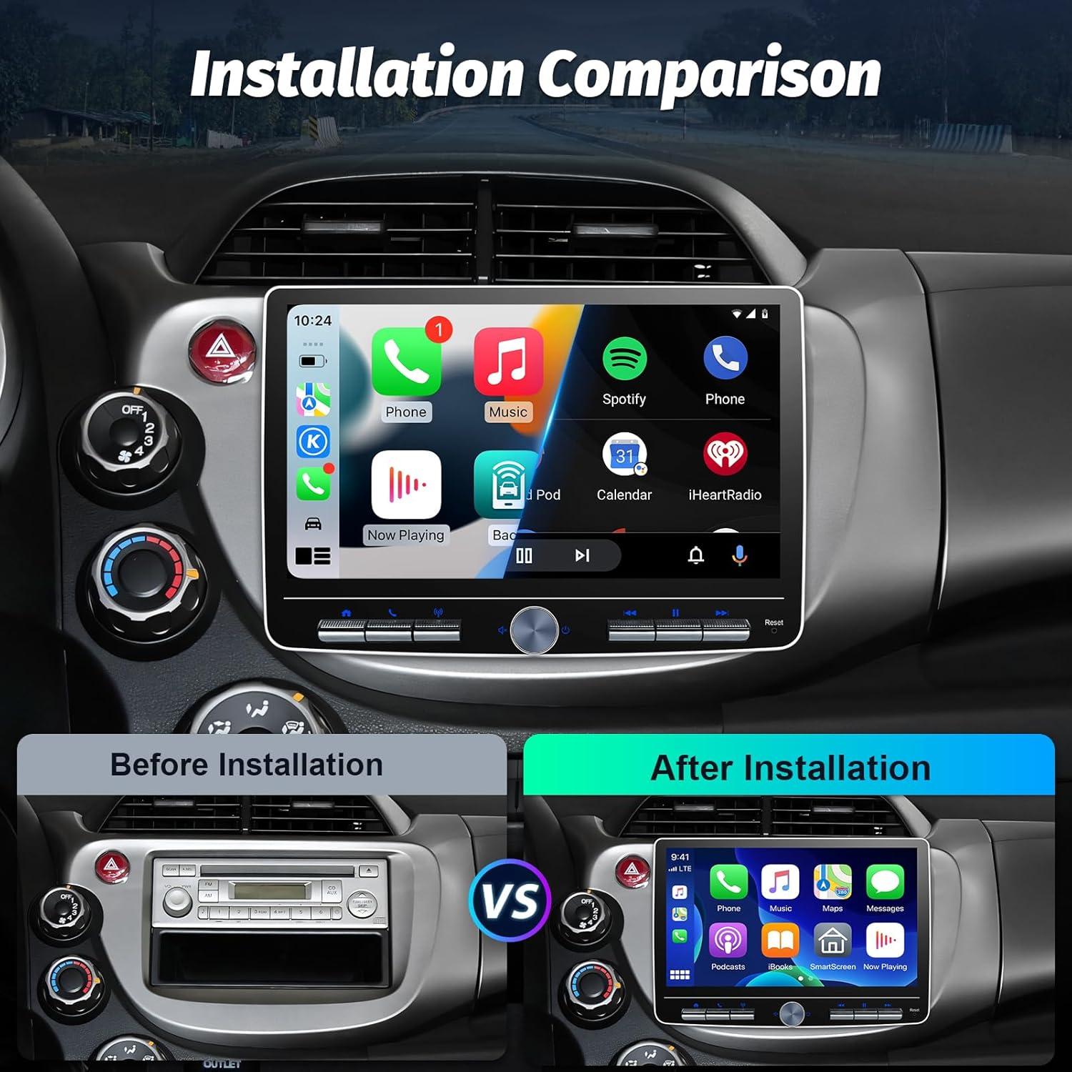 Estéreo Doble Din IYING 10.1" Android 12 CarPlay y Bluetooth
