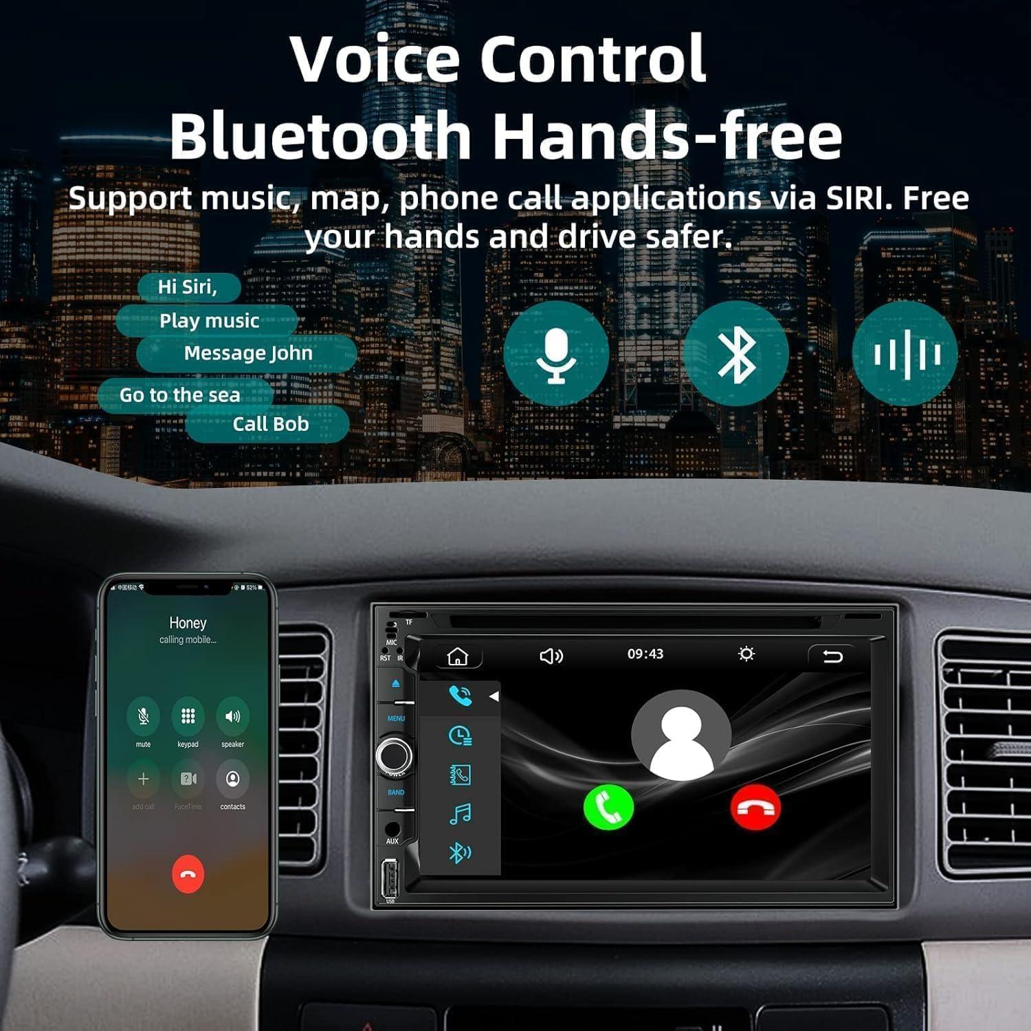 Estéreo de coche Inexaccessories Doble Din 7" Bluetooth CarPlay