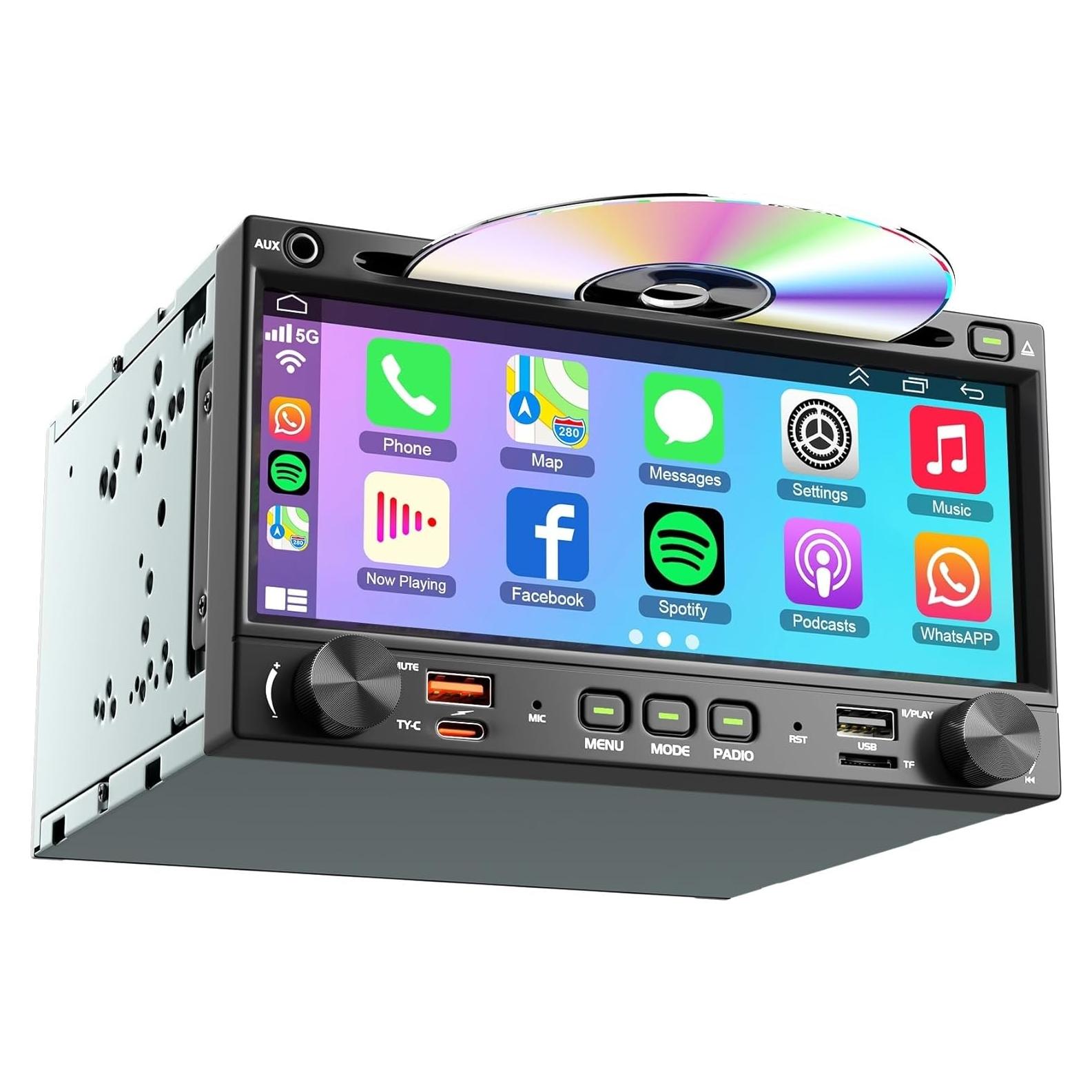 Radio de Coche Doble Din Inexaccessories 7" CarPlay Bluetooth