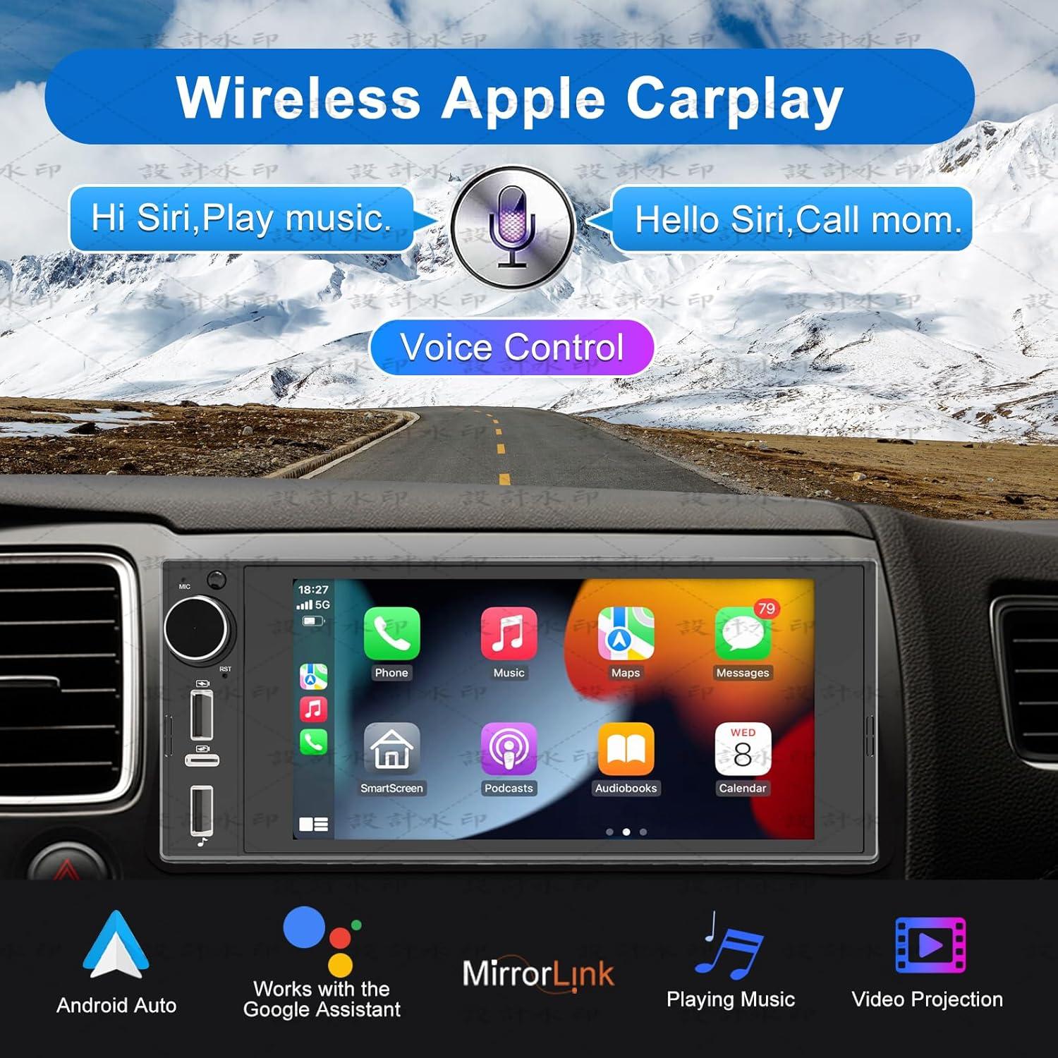 Estéreo de Coche 1 Din Limingde 6" Bluetooth CarPlay Android Auto