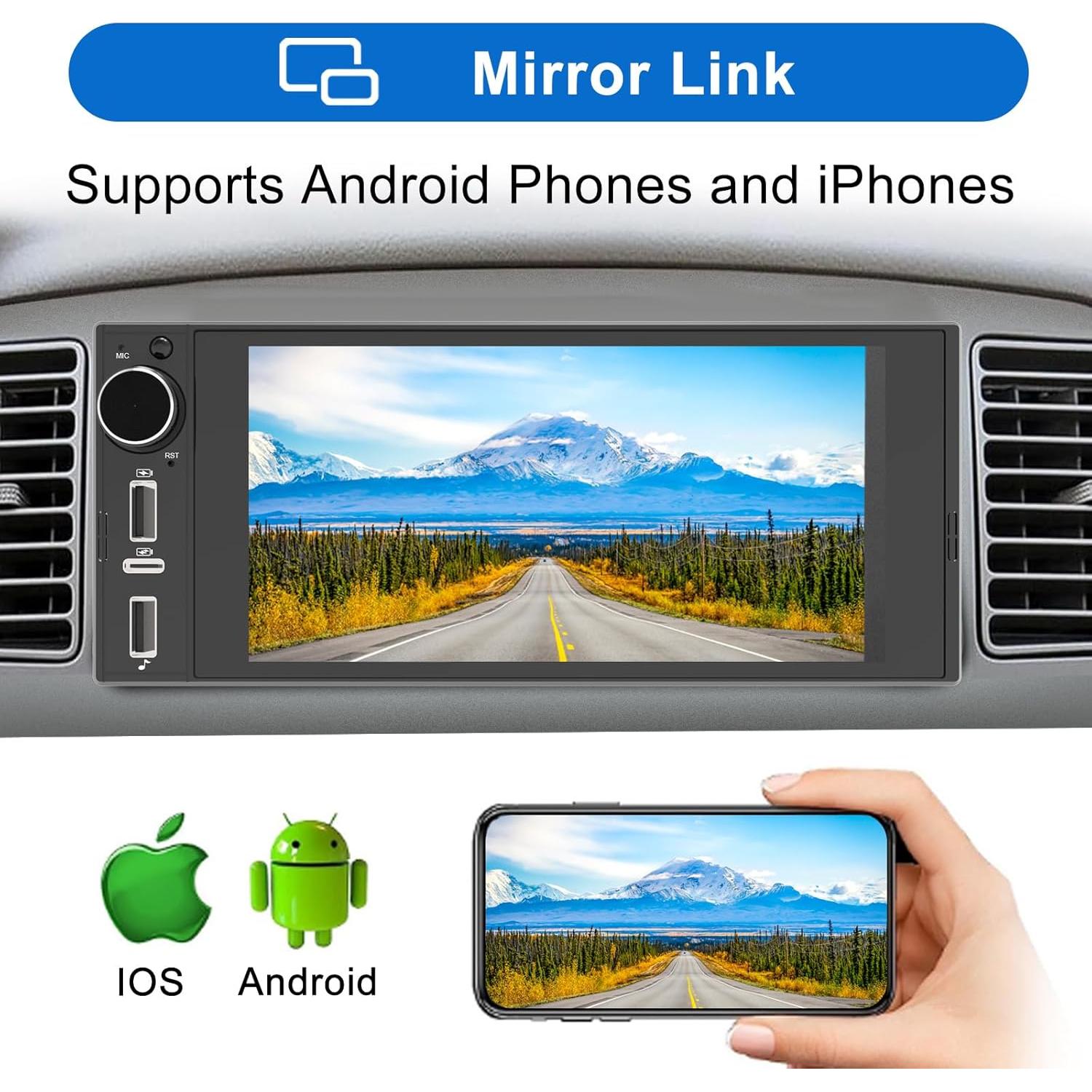 Estéreo de Coche 1 Din Limingde 6" Bluetooth CarPlay Android Auto