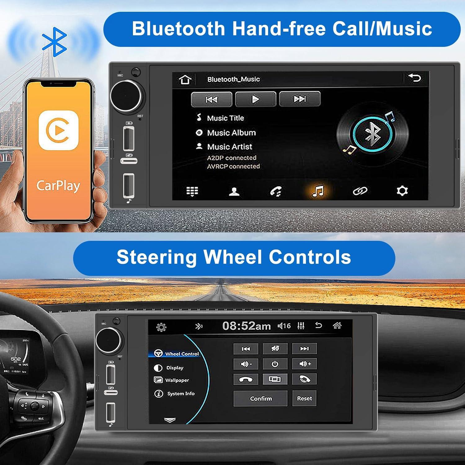Estéreo de Coche 1 Din Limingde 6" Bluetooth CarPlay Android Auto
