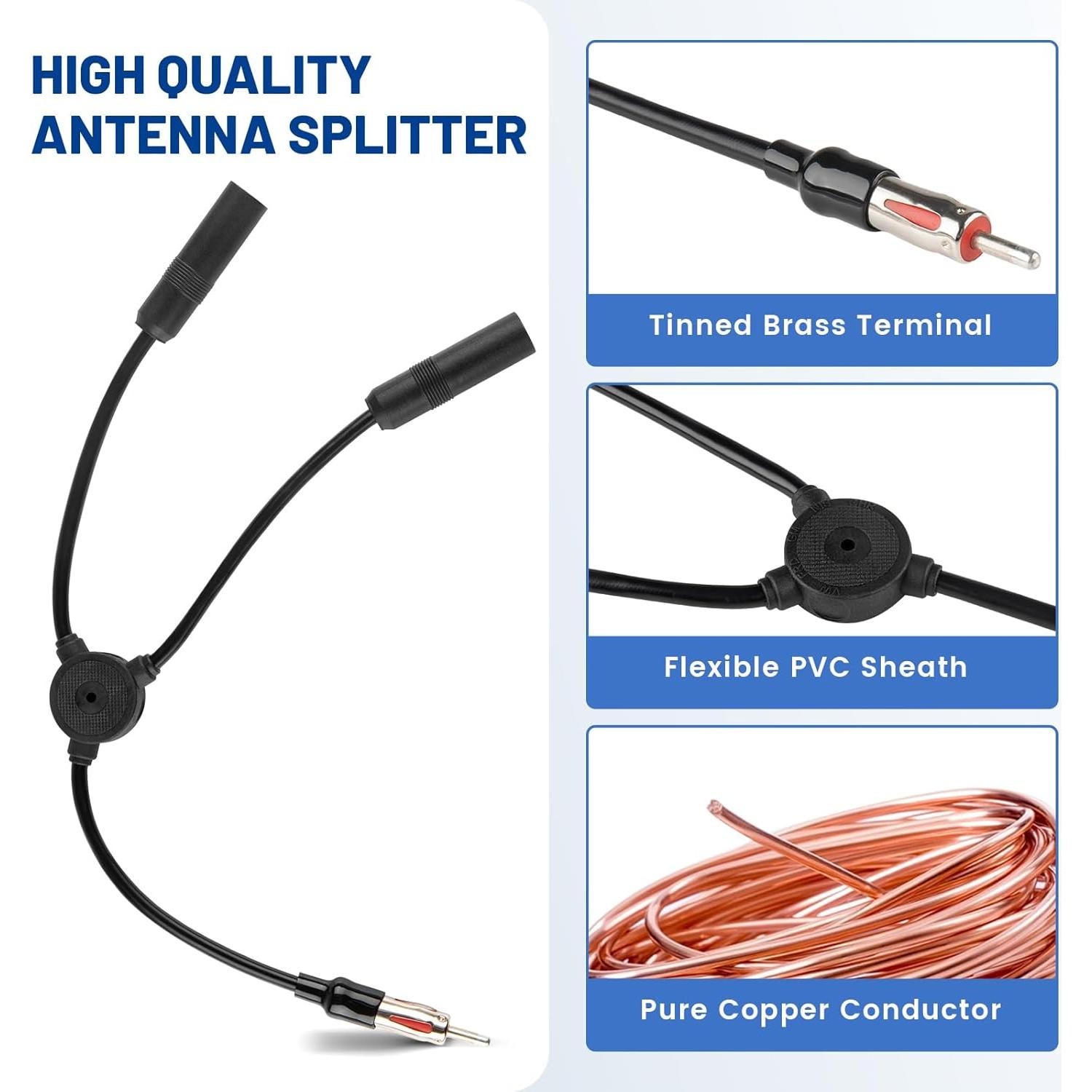 Divisor de Antena de Coche Anina Macho DIN a 2 Hembras AM FM