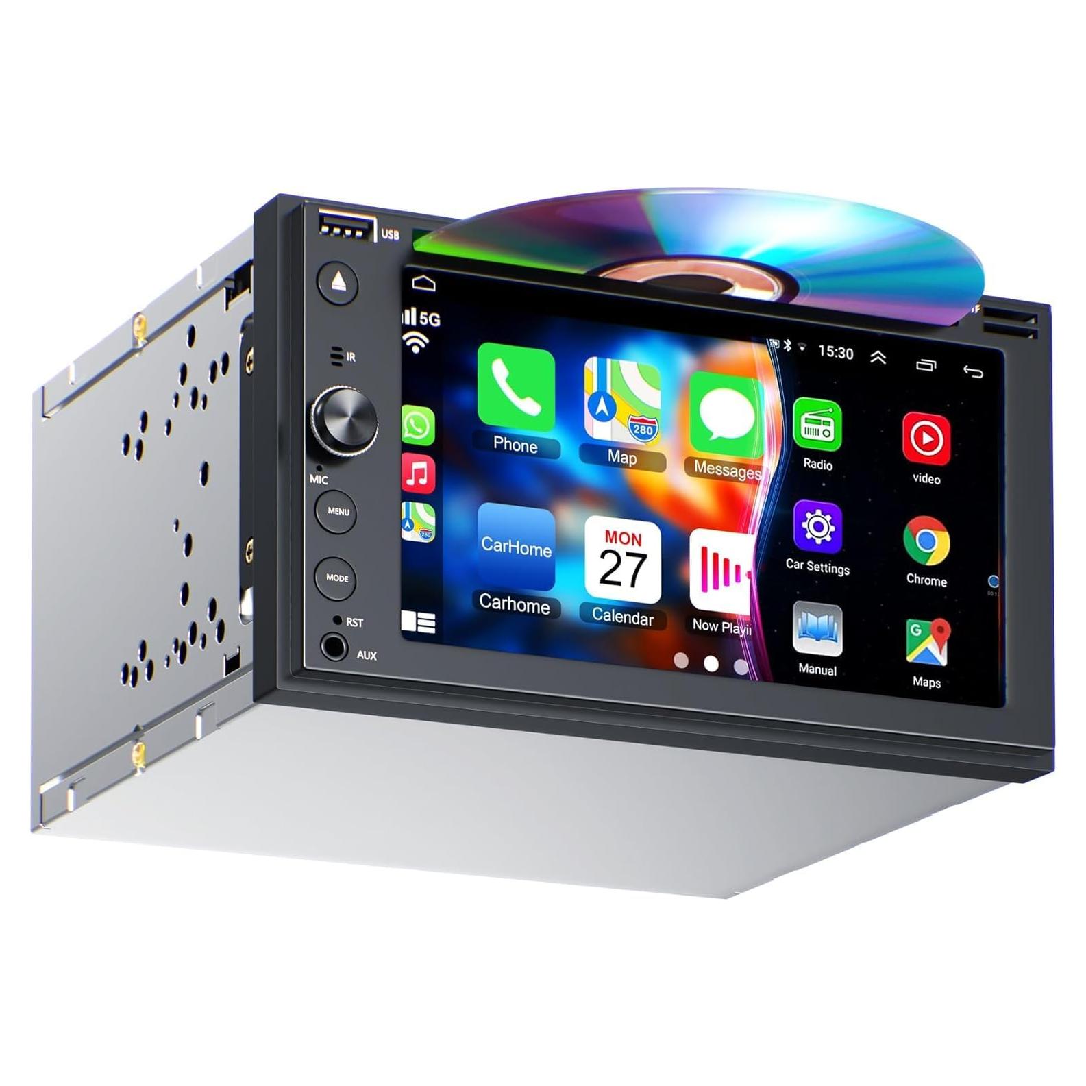 Estéreo de coche Double Din Inexaccessories 7" Bluetooth CD/DVD