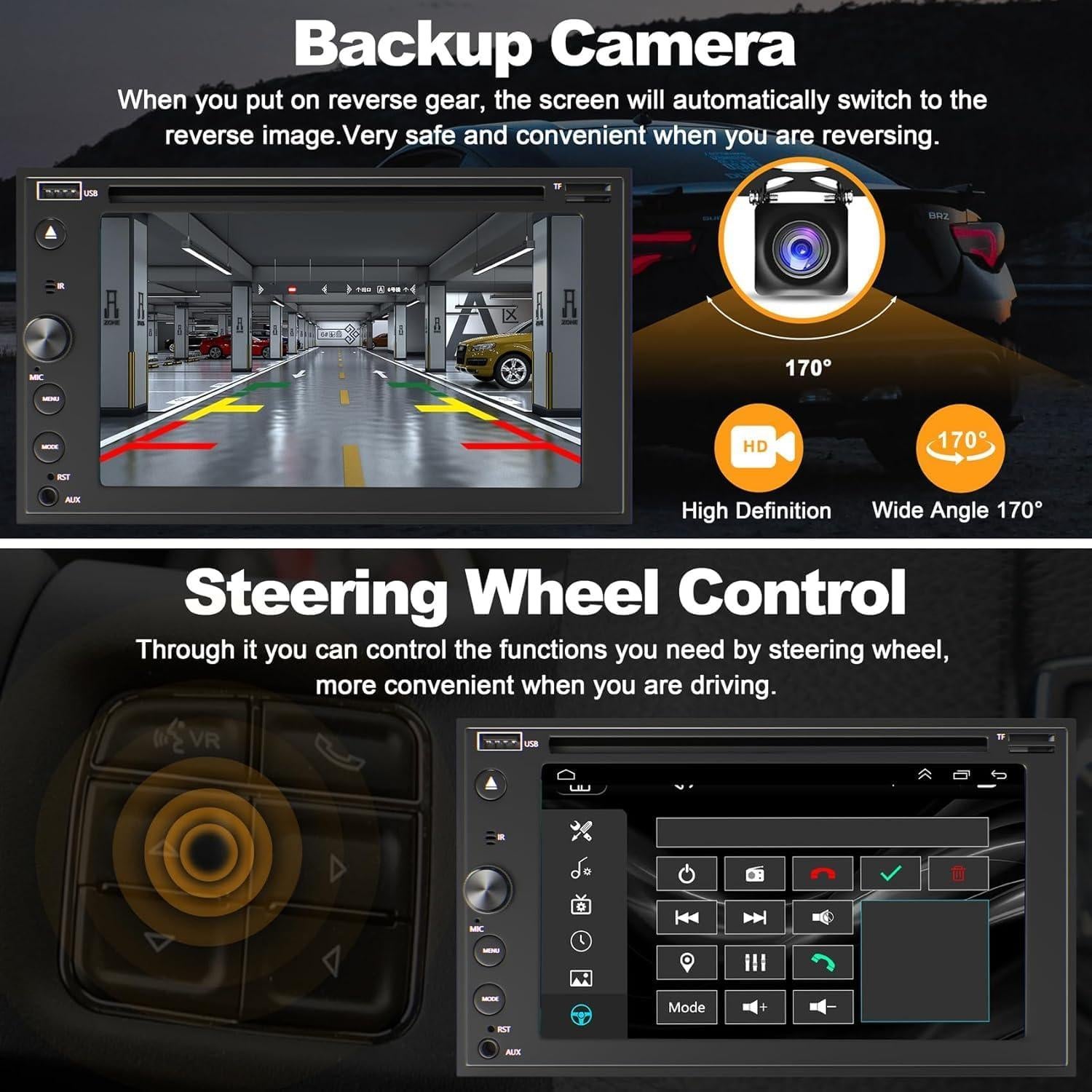 Estéreo de coche Double Din Inexaccessories 7" Bluetooth CD/DVD