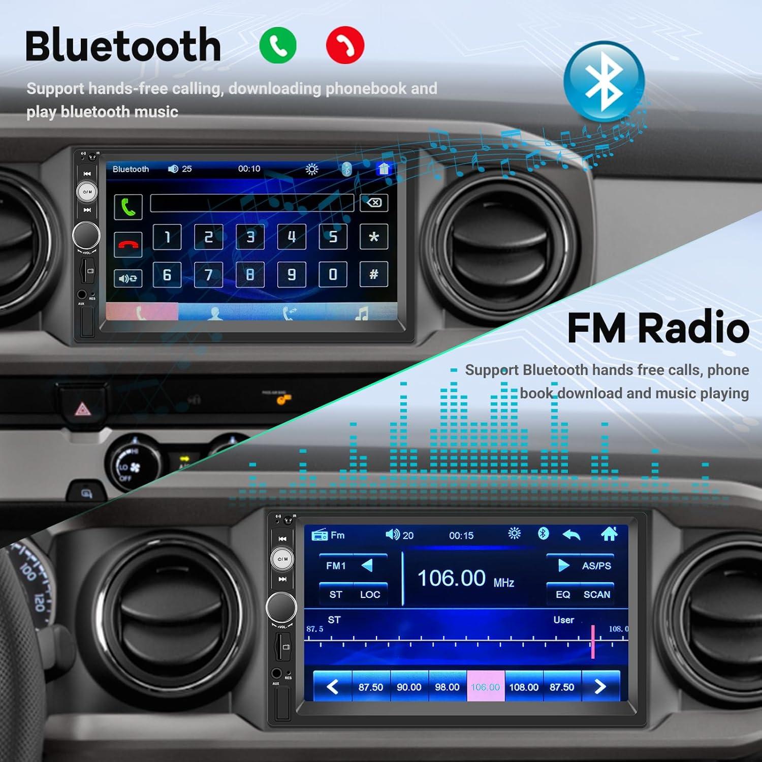 Estéreo de coche 2 Din EKAT 7" Bluetooth con cámara de reversa