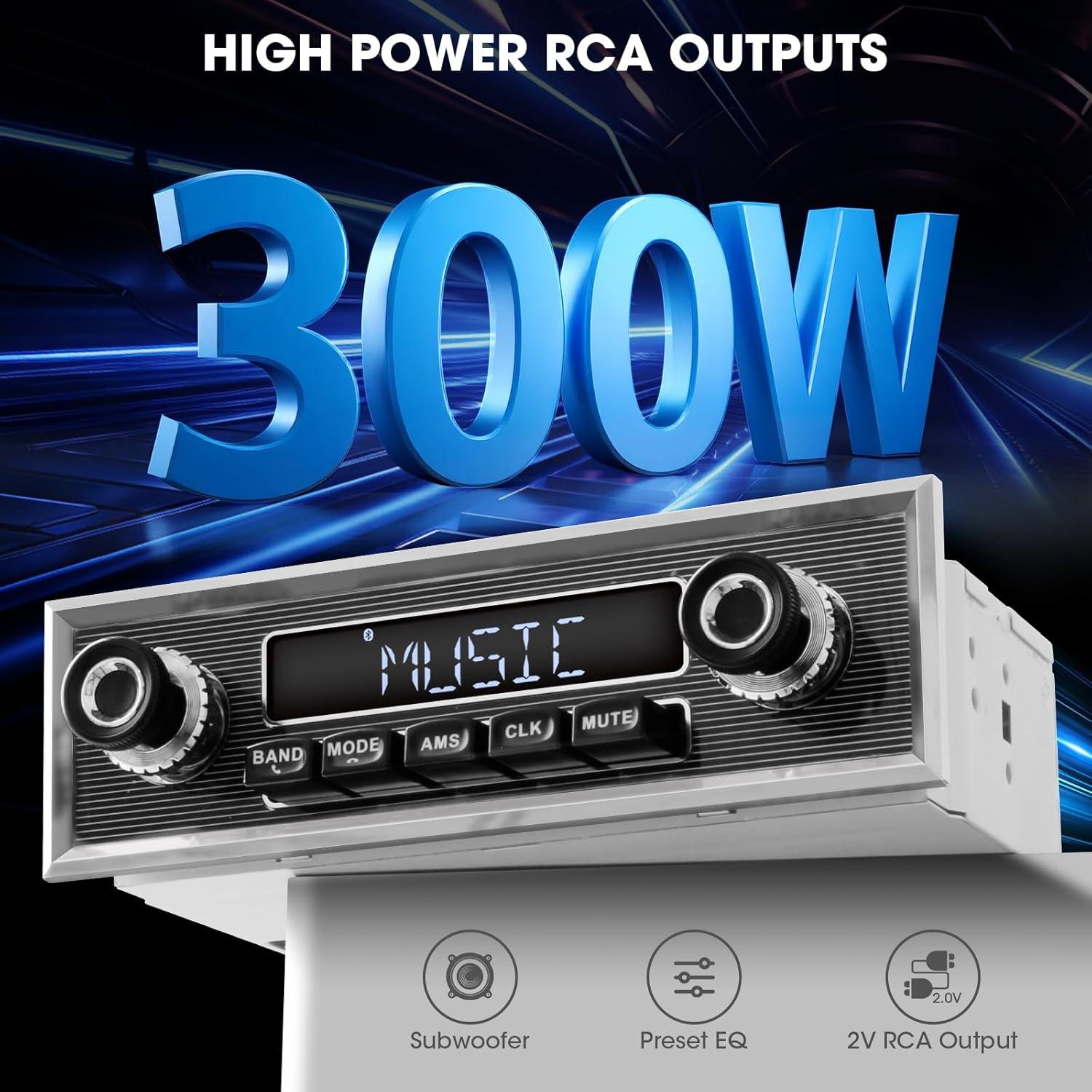 Radio Retro Vintage VOXXBASS 1 Din Bluetooth AM FM USB AUX