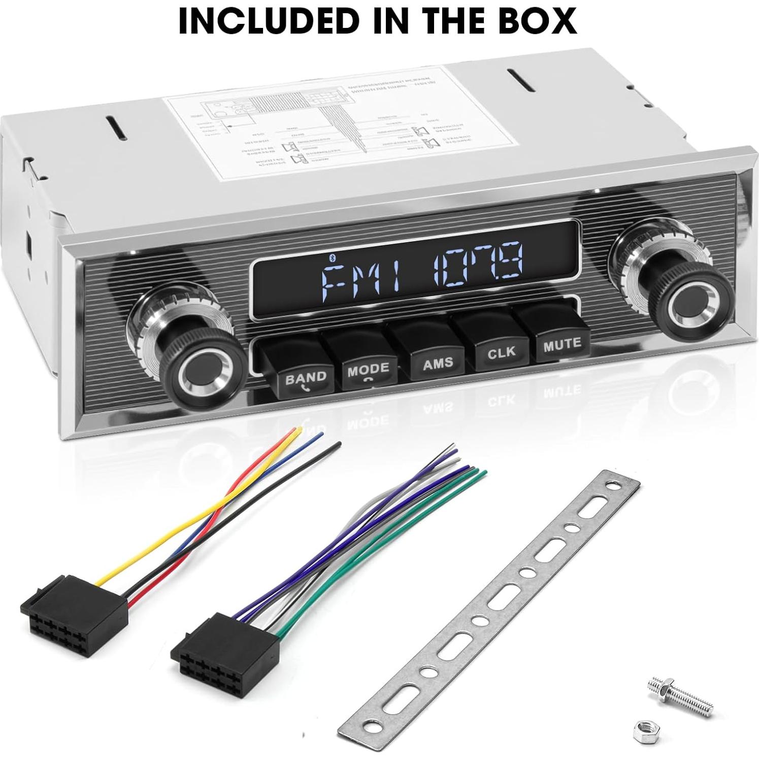 Radio Retro Vintage VOXXBASS 1 Din Bluetooth AM FM USB AUX