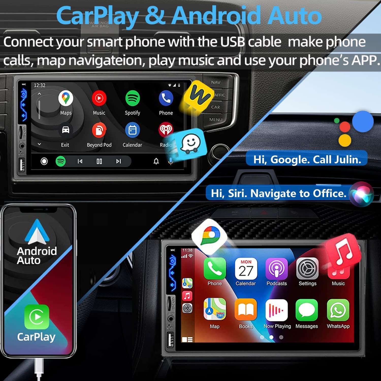Estéreo de Coche Double Din Naifay 7" Bluetooth CarPlay Android Auto
