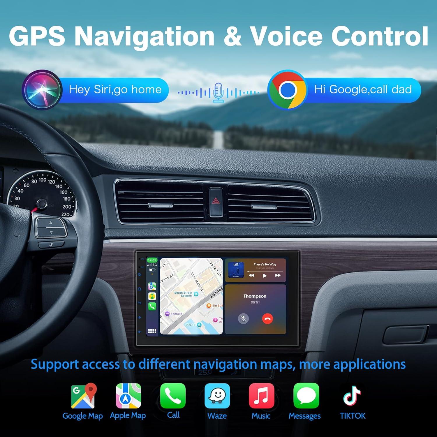 Pantalla Doble Din Inalámbrica CarPlay Haudio 7" HD 2+32G