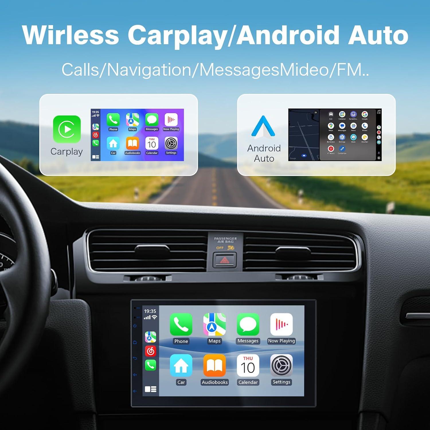 Pantalla Doble Din Inalámbrica CarPlay Haudio 7" HD 2+32G