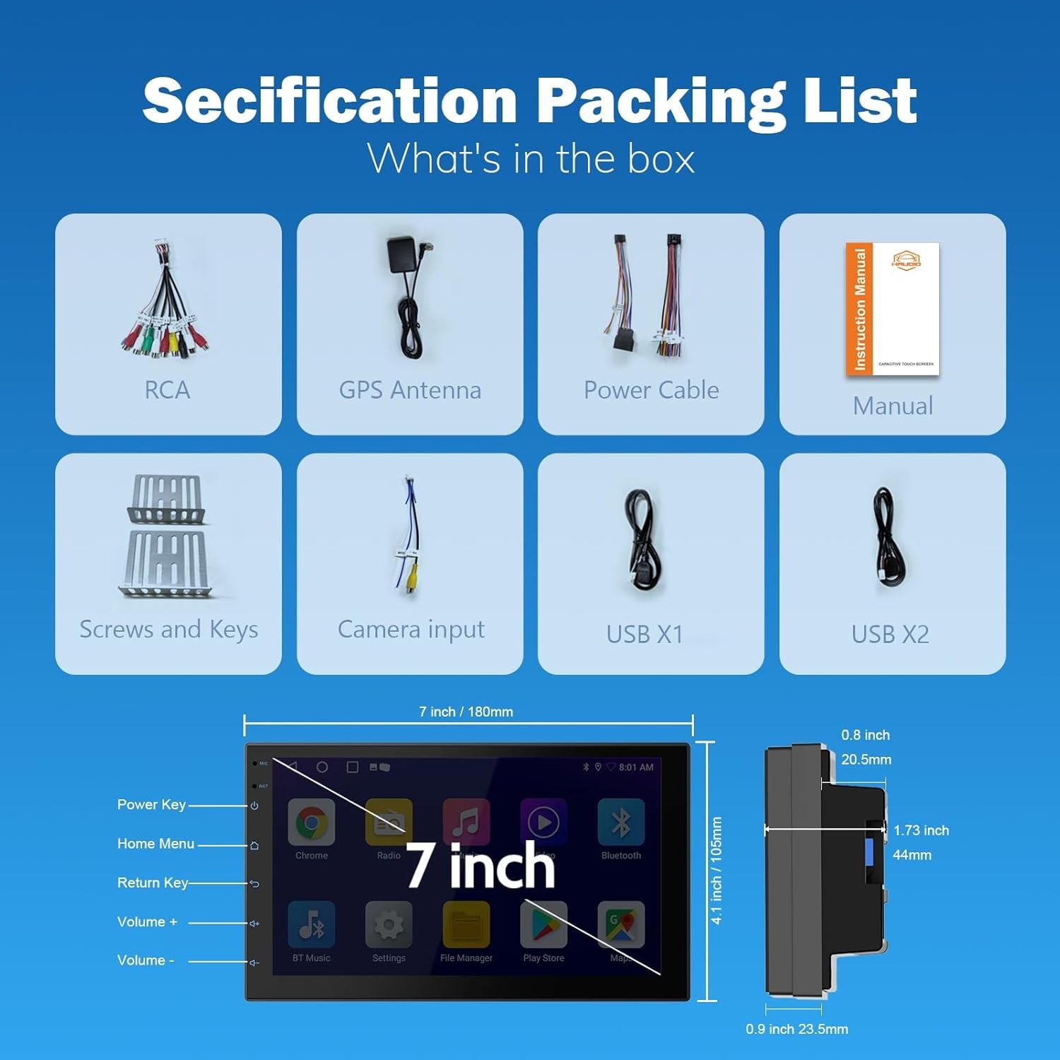 Pantalla Doble Din Inalámbrica CarPlay Haudio 7" HD 2+32G