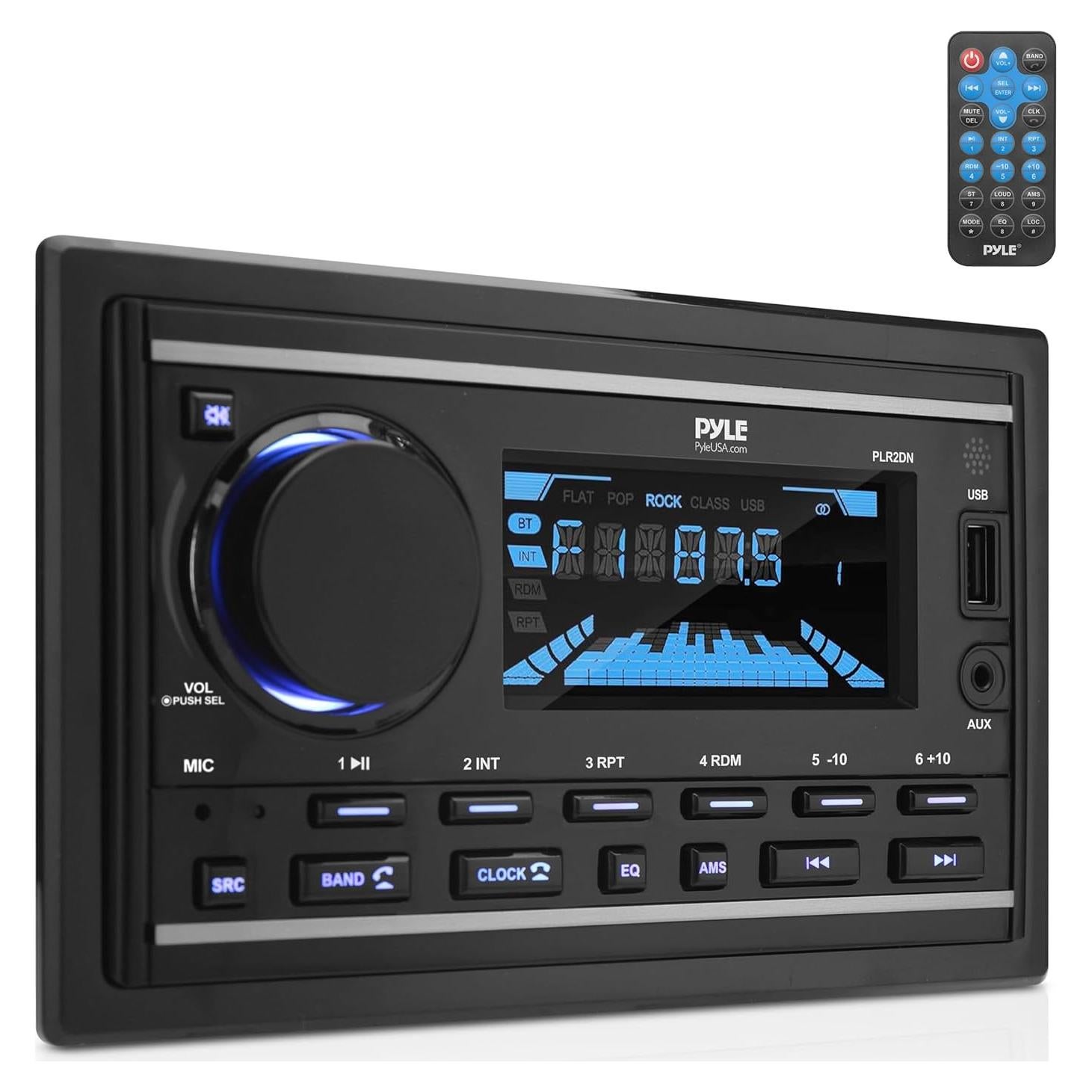 Receptor Estéreo Marino Bluetooth Pyle PLR2DN 300W Doble DIN