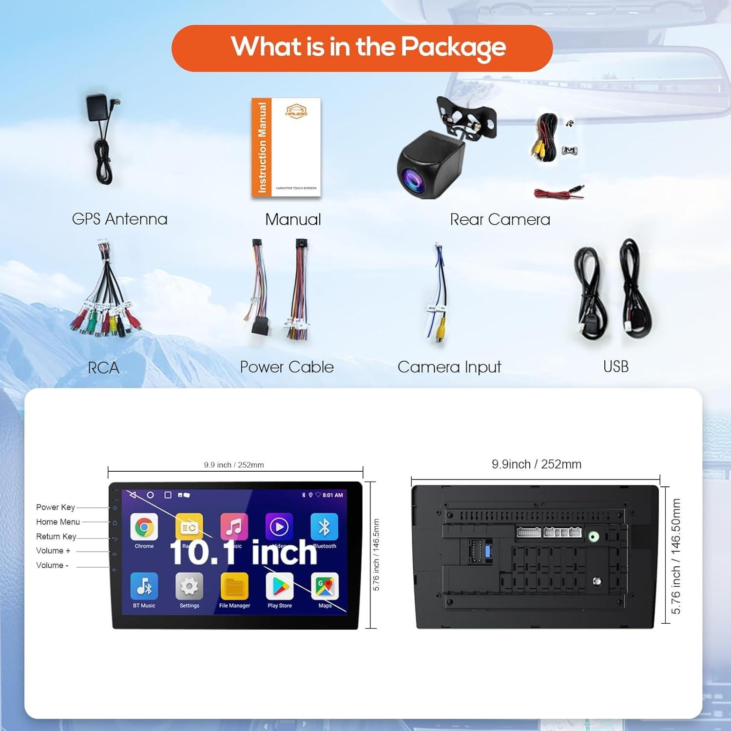 Estéreo de Coche Doble Din Haudio 10.1" Bluetooth GPS 2+64GB