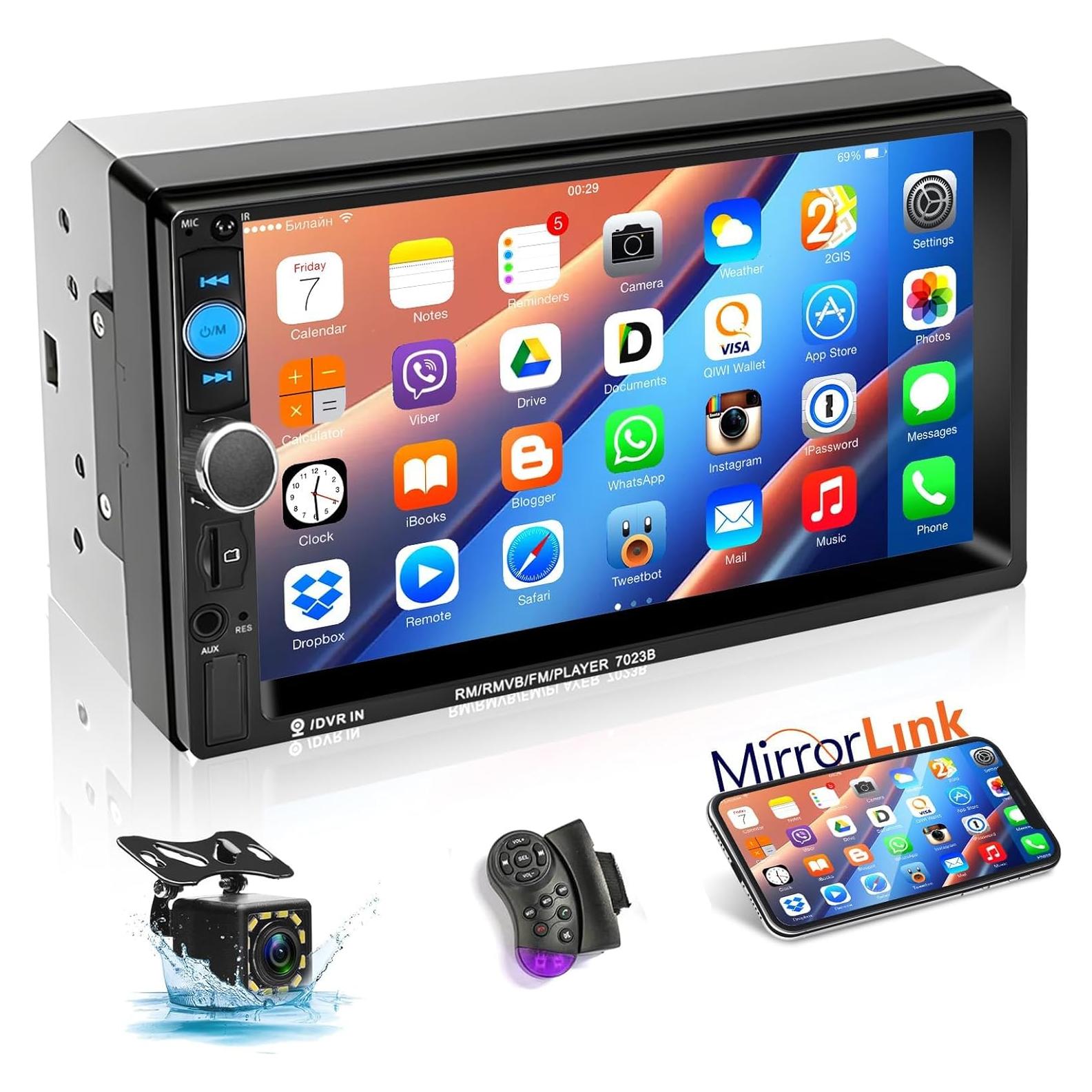 Estéreo de Coche Podofo Doble Din 7" Bluetooth MP5 FM