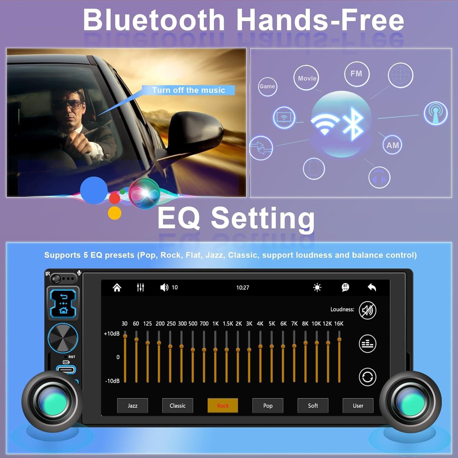 Estéreo de Coche Oeretzrac 1 DIN con Apple CarPlay y Android Auto
