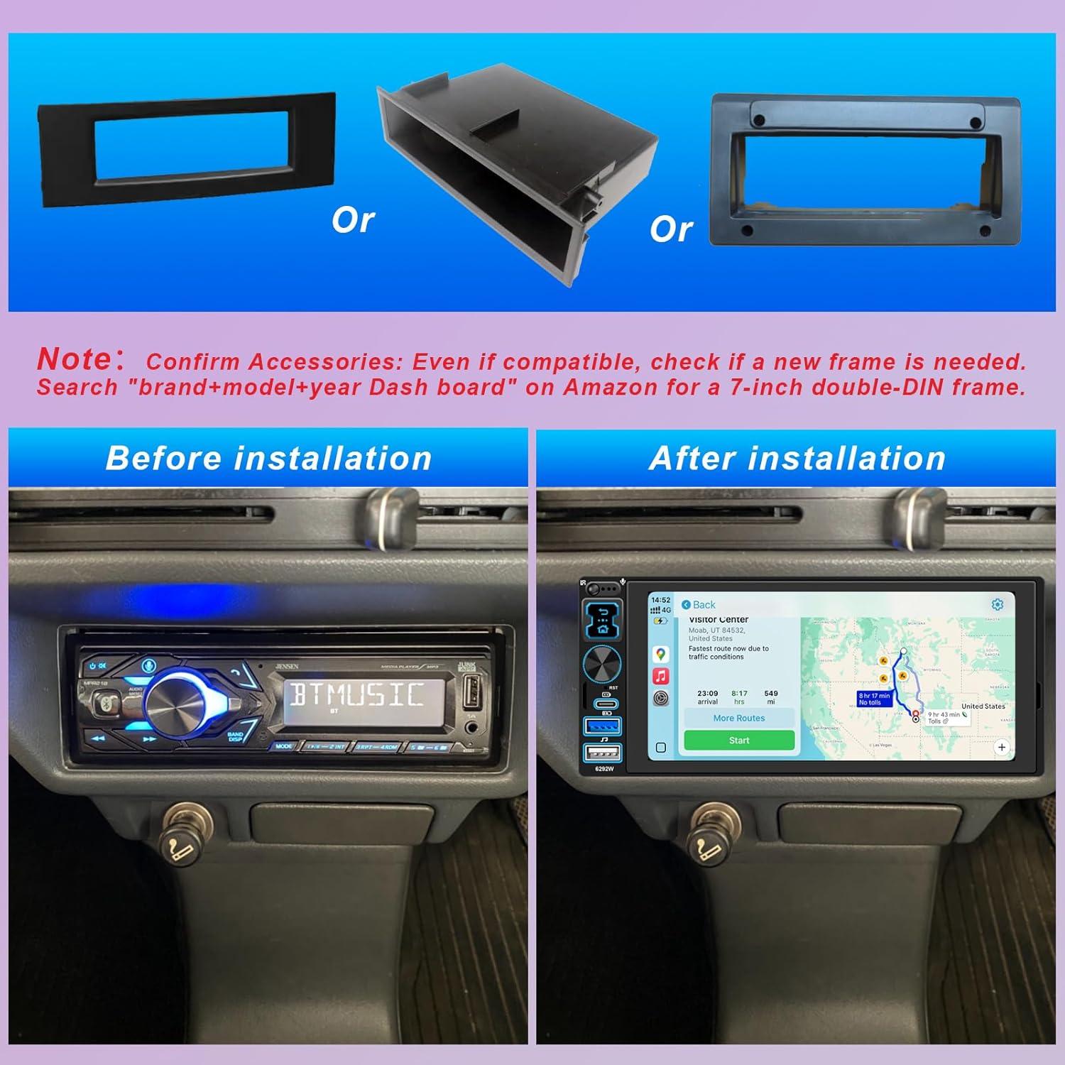 Estéreo de Coche Oeretzrac 1 DIN con Apple CarPlay y Android Auto