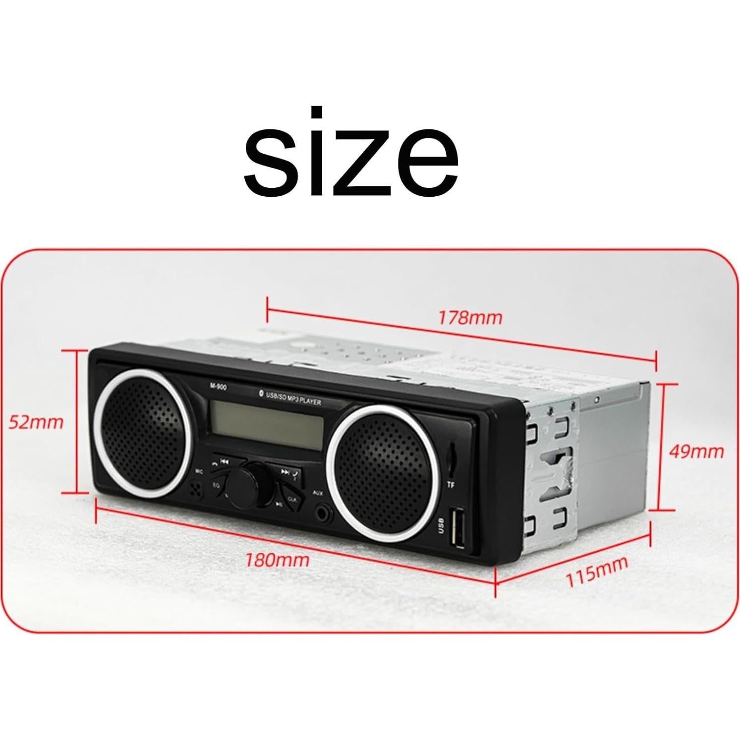 Estéreo de Coche Bluetooth VEQENMOT MT1000 12V-24V con 2 Altavoces