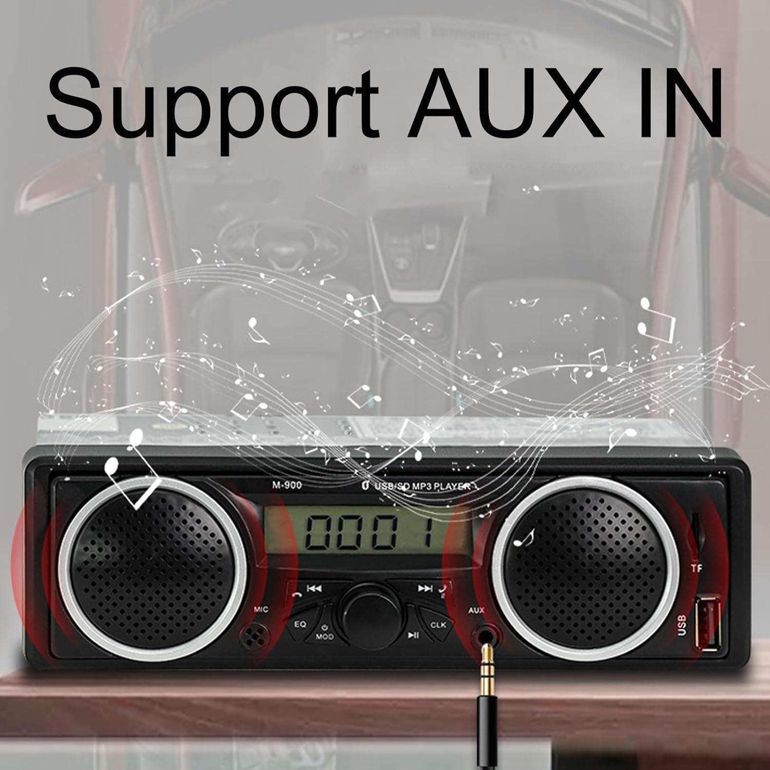 Estéreo de Coche Bluetooth VEQENMOT MT1000 12V-24V con 2 Altavoces