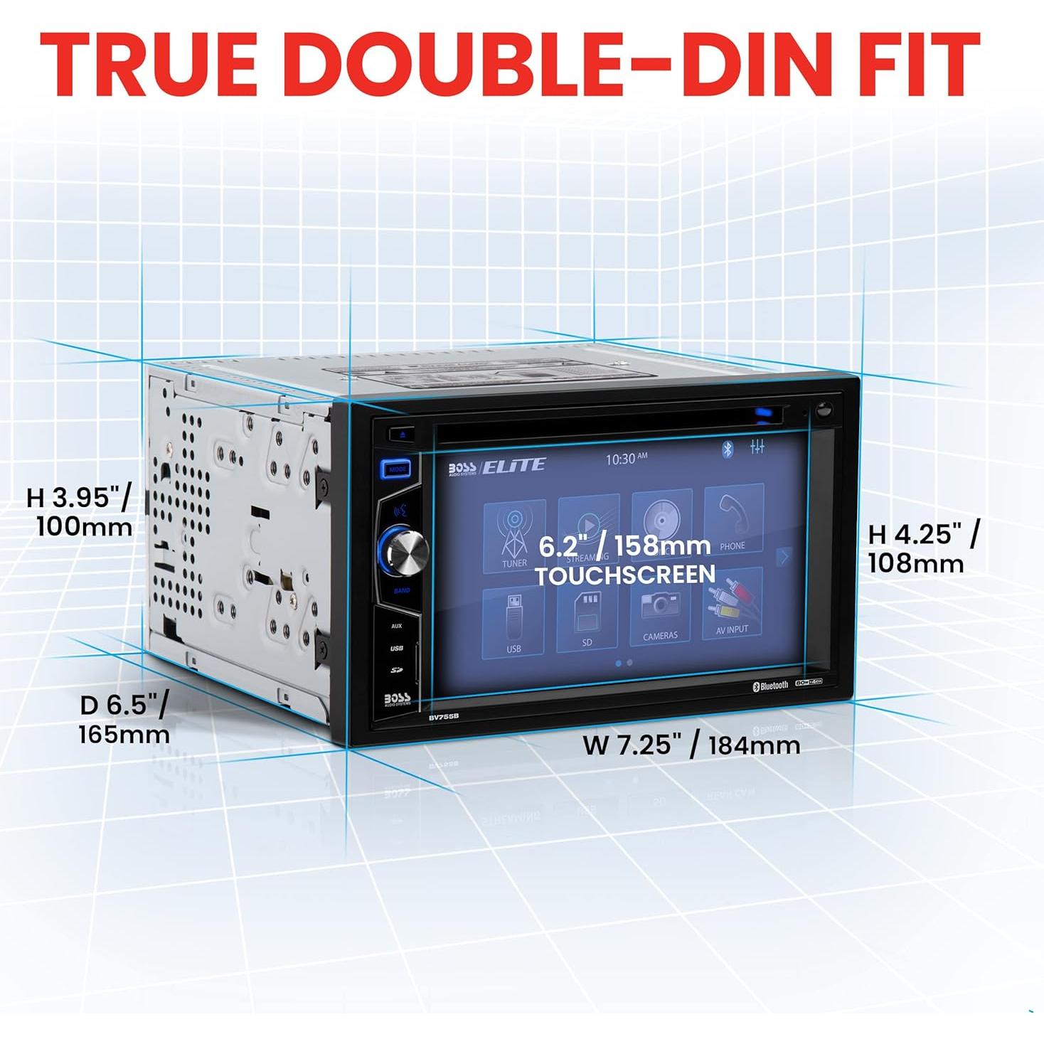 Estéreo Doble Din BOSS Audio BV755B Bluetooth 6.2" Pantalla Táctil