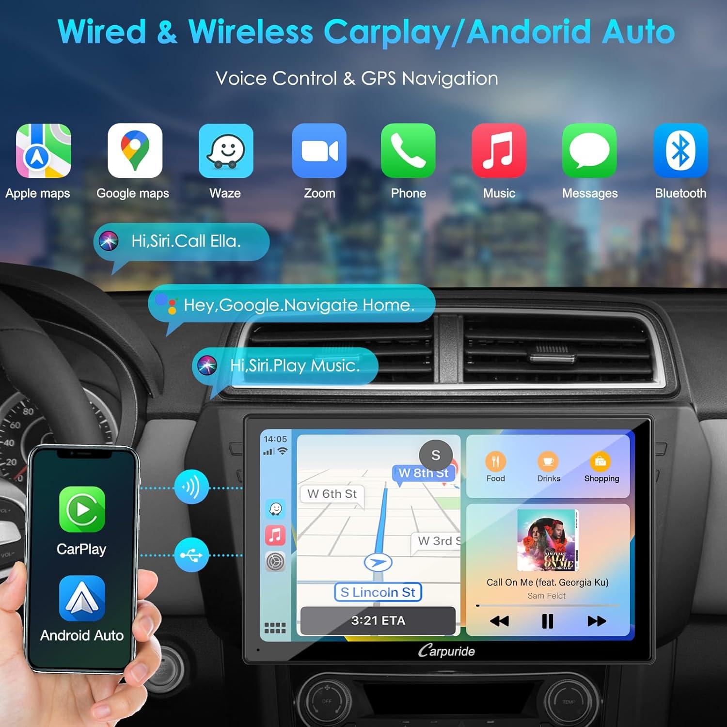 Estéreo de automóvil Carpuride YT09S 9" Doble Din con CarPlay