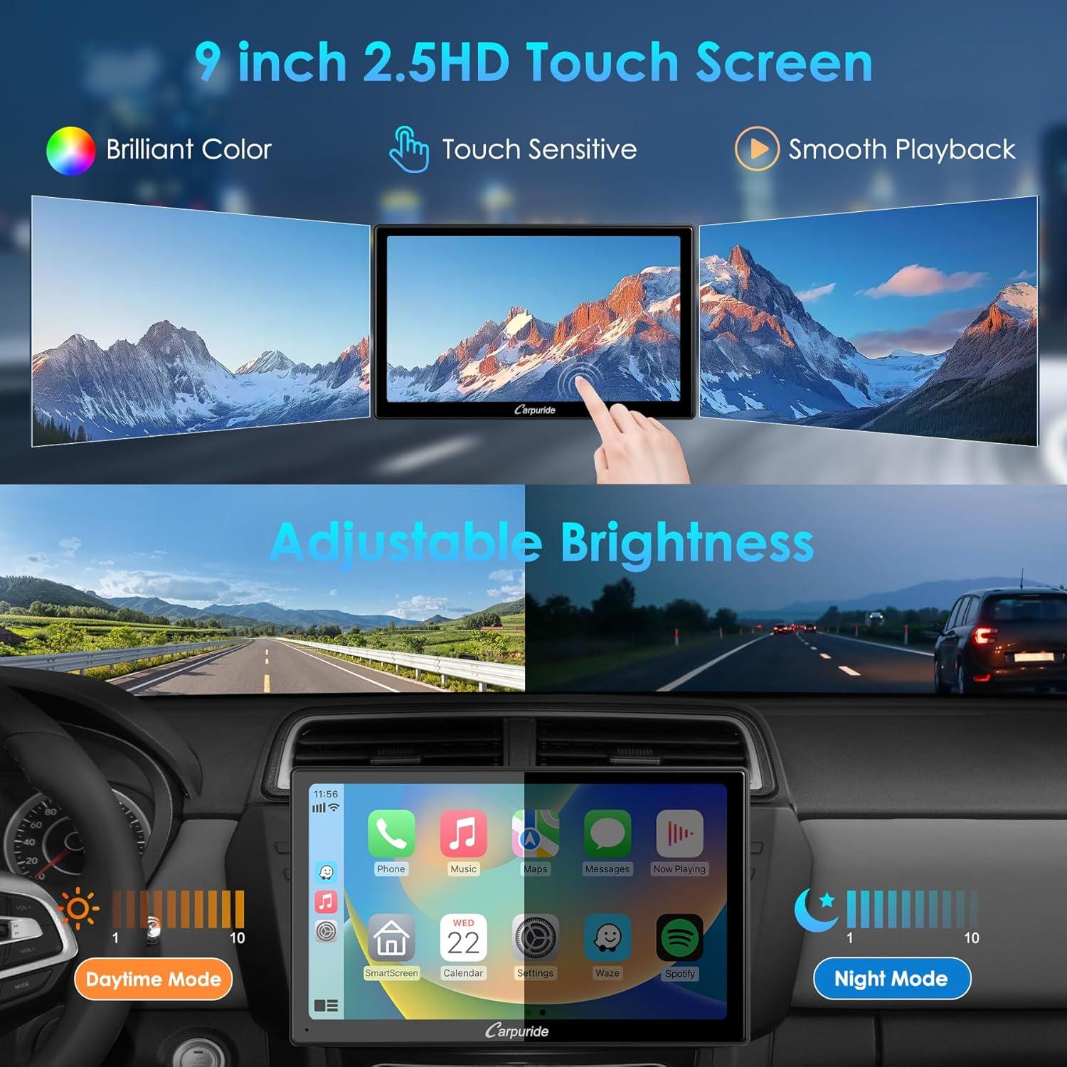 Estéreo de automóvil Carpuride YT09S 9" Doble Din con CarPlay
